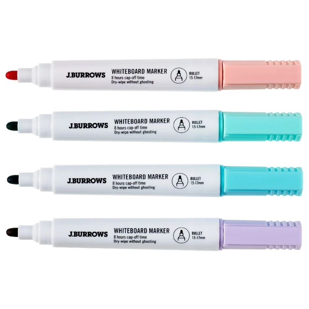 2 J.Burrows Whiteboard Markers Bullet Pastels 4 Pack, 2 of 3