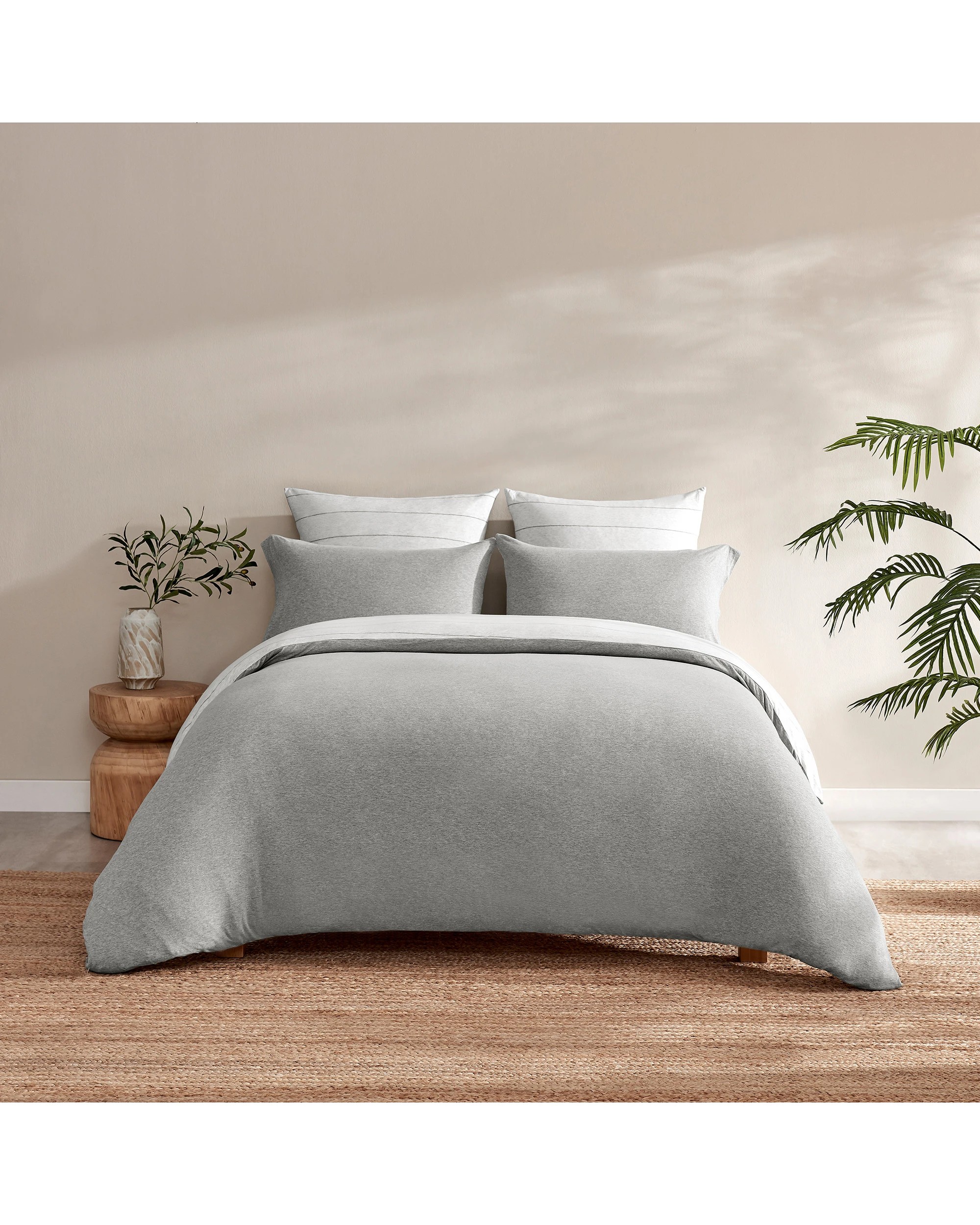 9 Dreamaker Jersey Luxe 100% Cotton Reversible Quilt Cover Set Charcoal - Single Bed - Silver Grey, 9 of 9