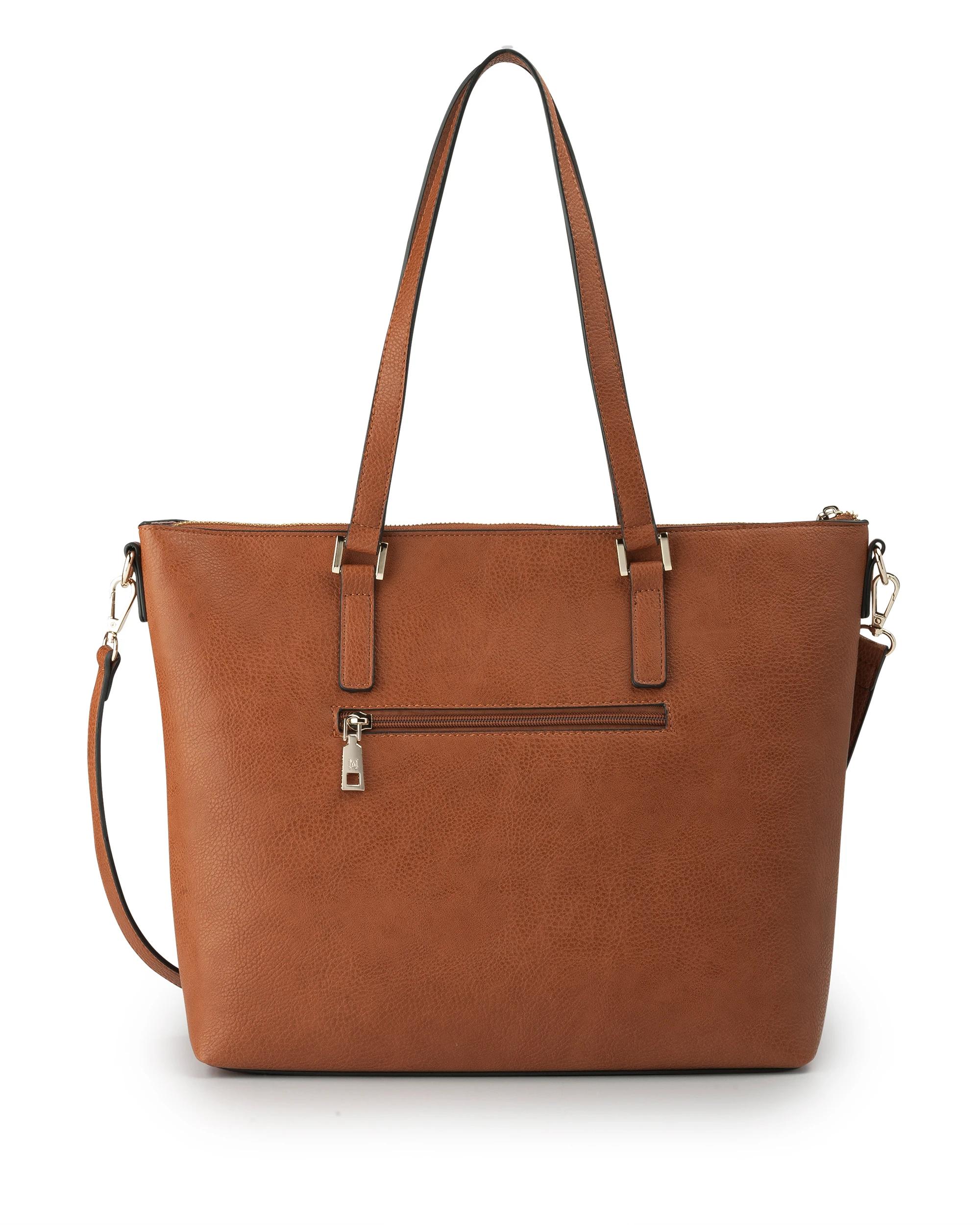 8 Madison Accessories Inga Large Tote Bag with Laptop Pocket DK TAN, 8 of 10