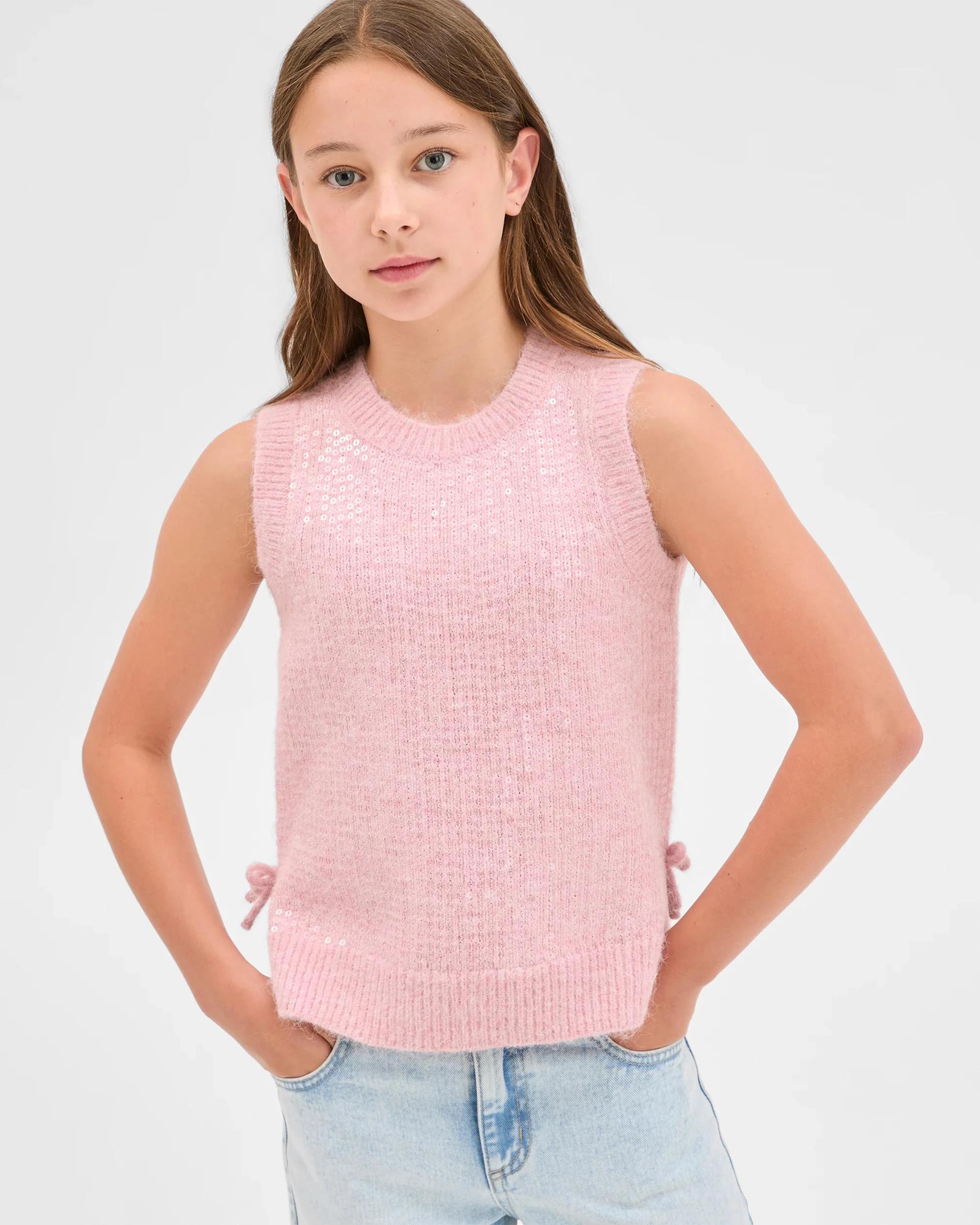 3 Target Kids Knit Sequin Vest BLEACHED MAUVE, 3 of 7