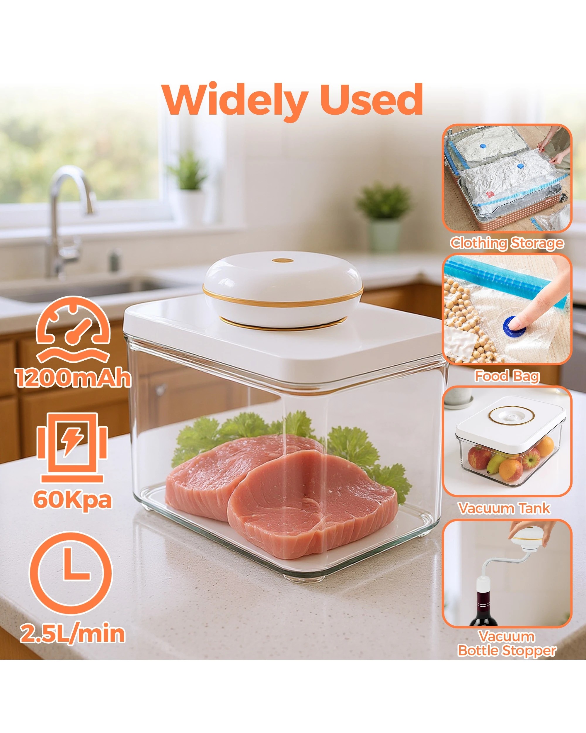 4 Advwin Vacuum Sealer Box Set, Vacuum Food Sealer With 3 Airtight Food Storage Containers, 4 of 8