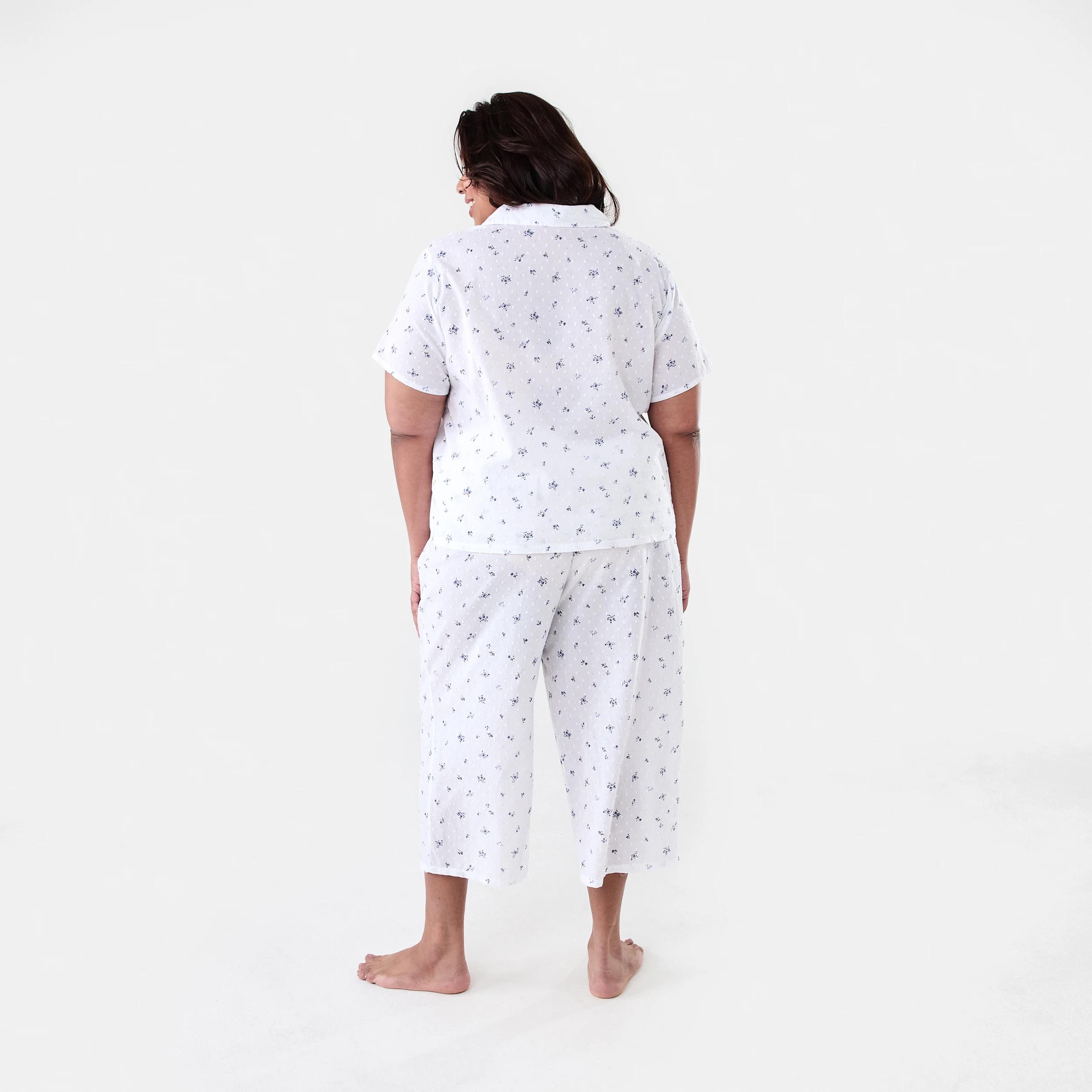 3 Short Sleeve Top and 3/4 Pants Dobby Pyjama Set Frl Dot, 3 of 7