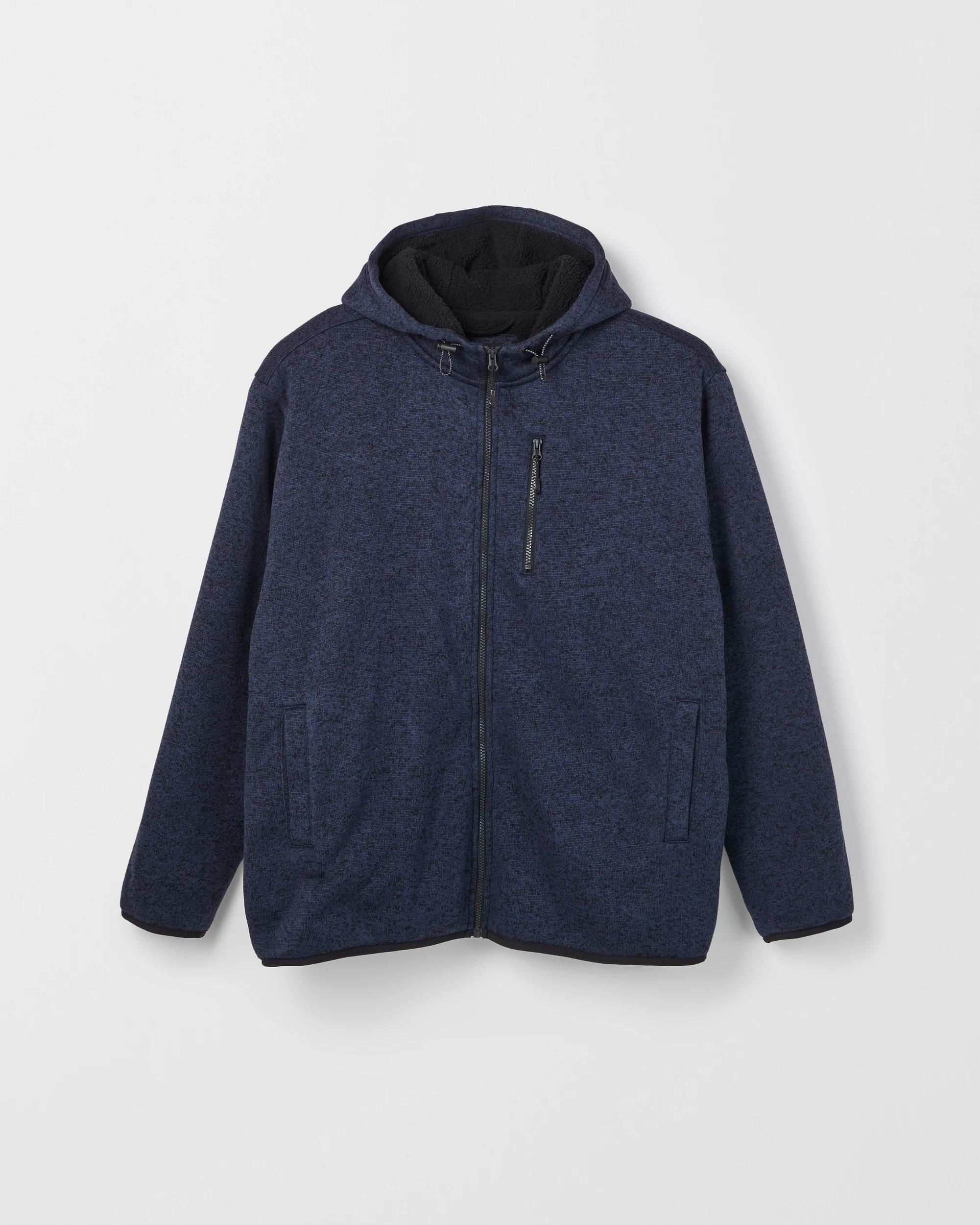 7 Target Man Plus Plus Size Teddy Zip Through Fleece Hooded Jumper NAVY, 7 of 8