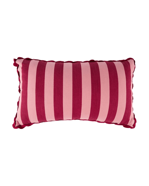 Stripe Ric Rac Cushion - Red and Pink