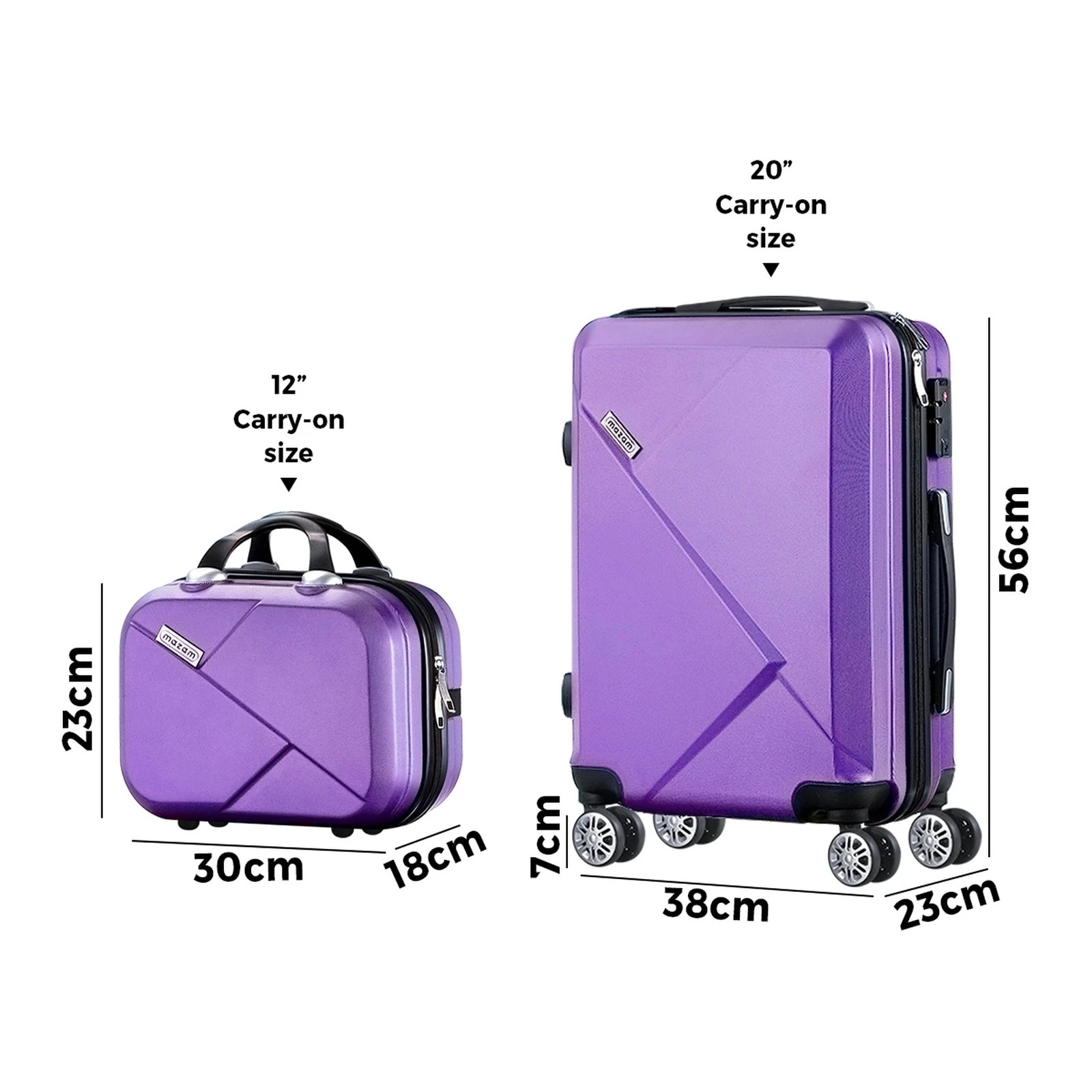 2 Mazam 2PCS Luggage Suitcase Trolley Set - Purple, 2 of 8