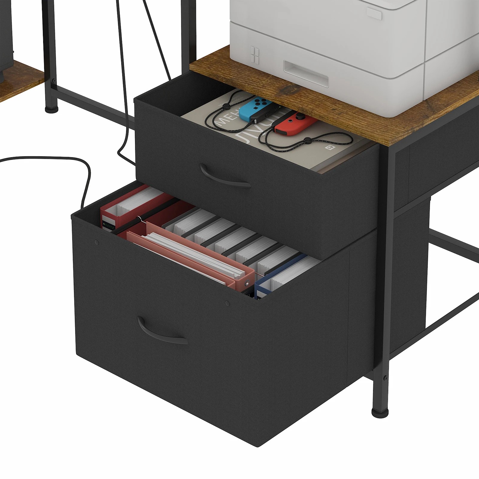 6 Advwin 165cm Reversible  Gaming Desk with LED Lights & Power Outlets - Brown, 6 of 10