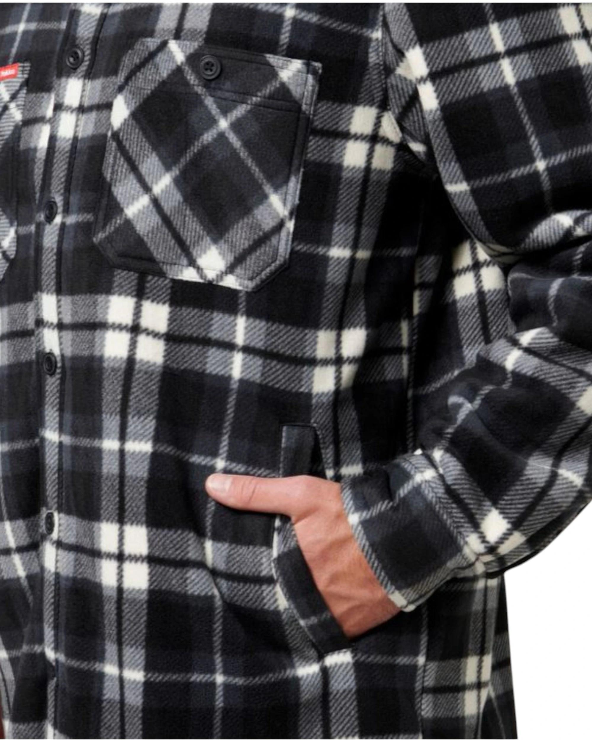 5 Hard Yakka Mens Legends Sherpa Fleece Jacket Shirt Black/Grey With Free Beanie TORNADO, 5 of 6