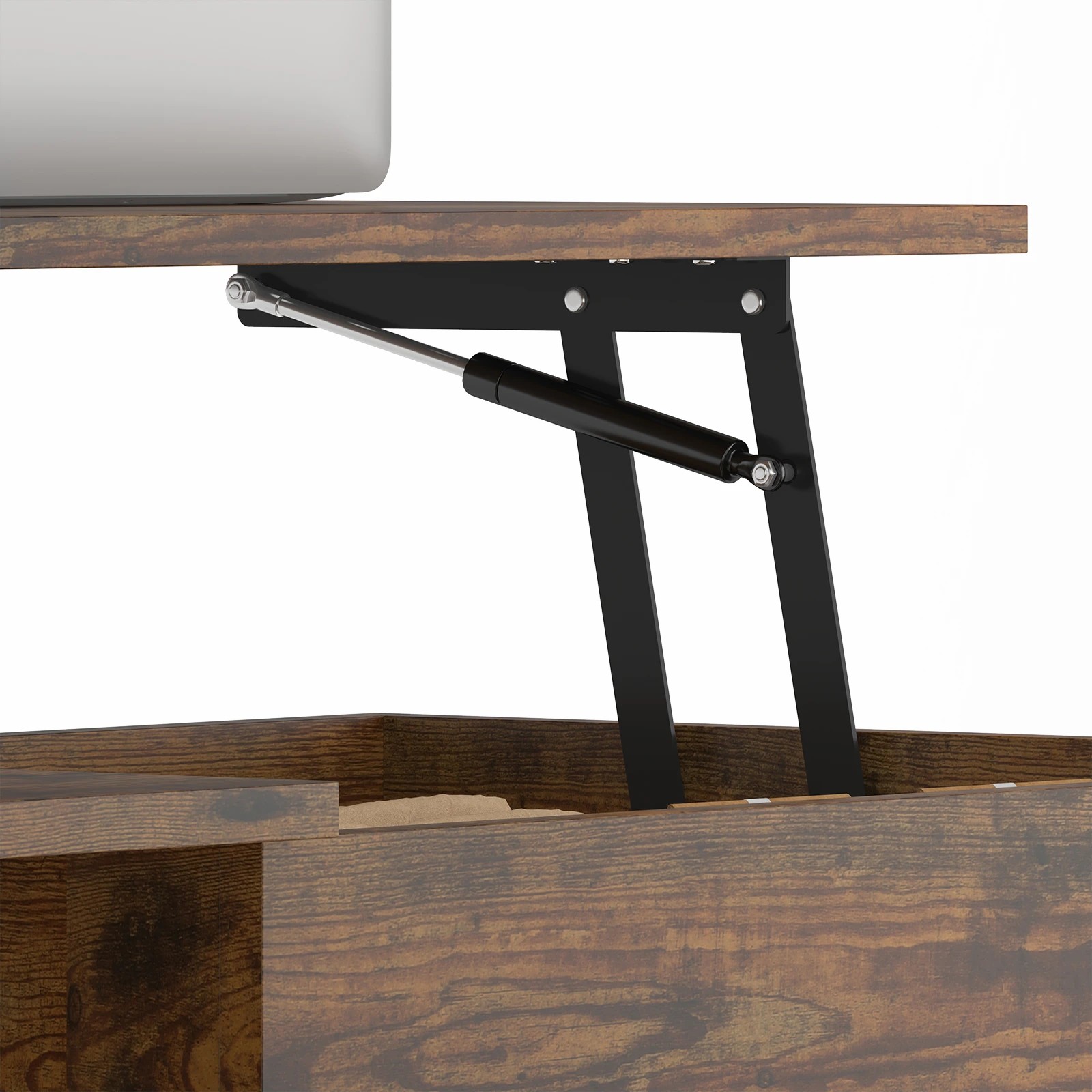 1 Advwin Lift Up Top Coffee Table Side Table w/ Hidden Storage & Shelf Walnut, 1 of 4