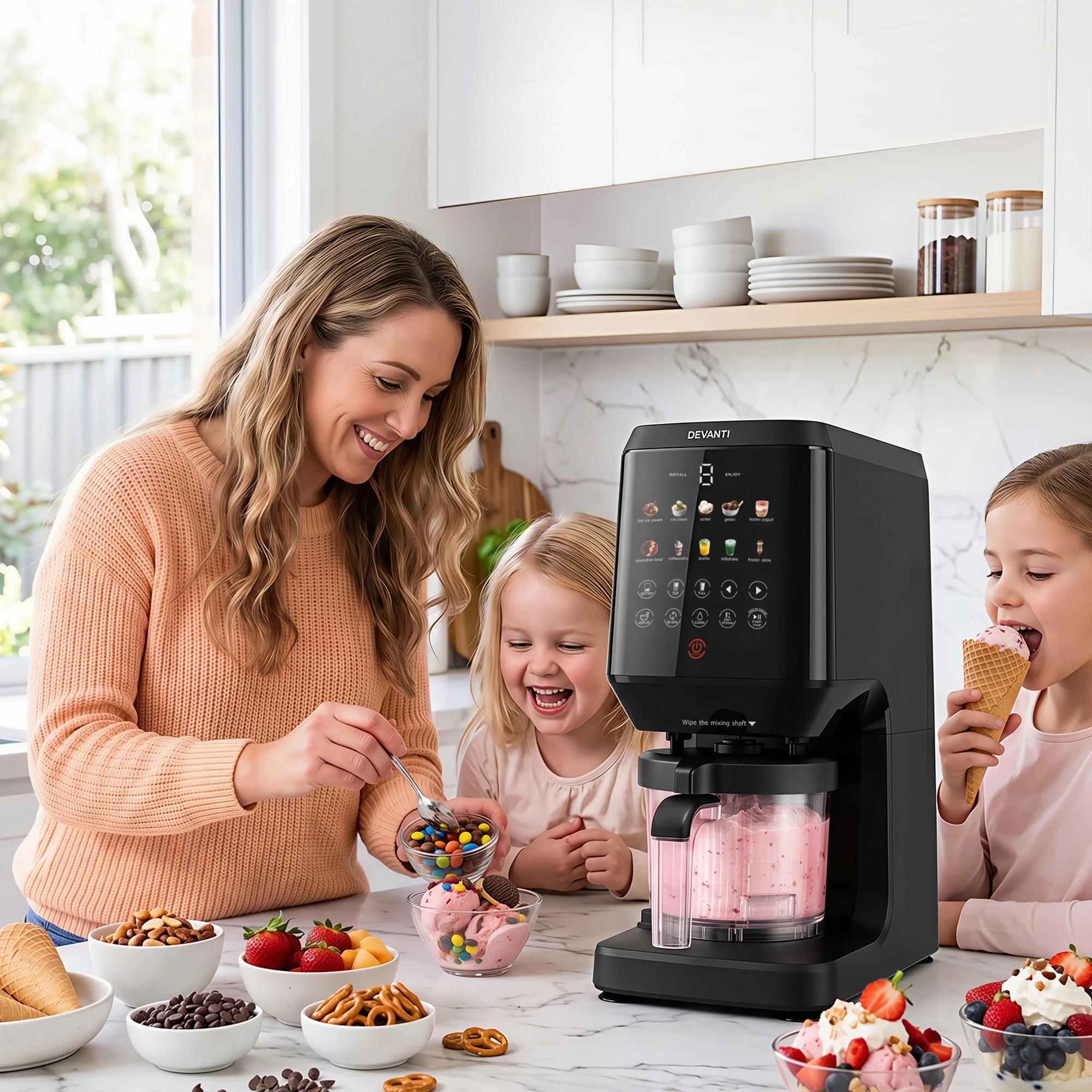 8 Devanti 10-in-1 Ice Cream Maker Machine Homemade Gelato Sorbet Smart Portion Control Custom Mix-Ins - Black, 8 of 10