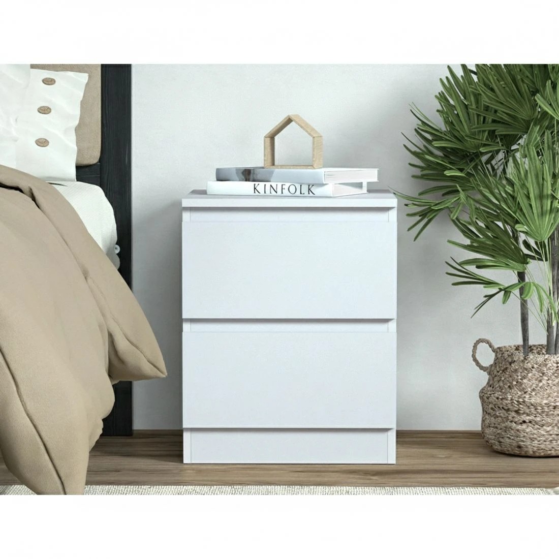 4 Artiss 2x Bedside Table 2 Drawers - PEPE - White, 4 of 7