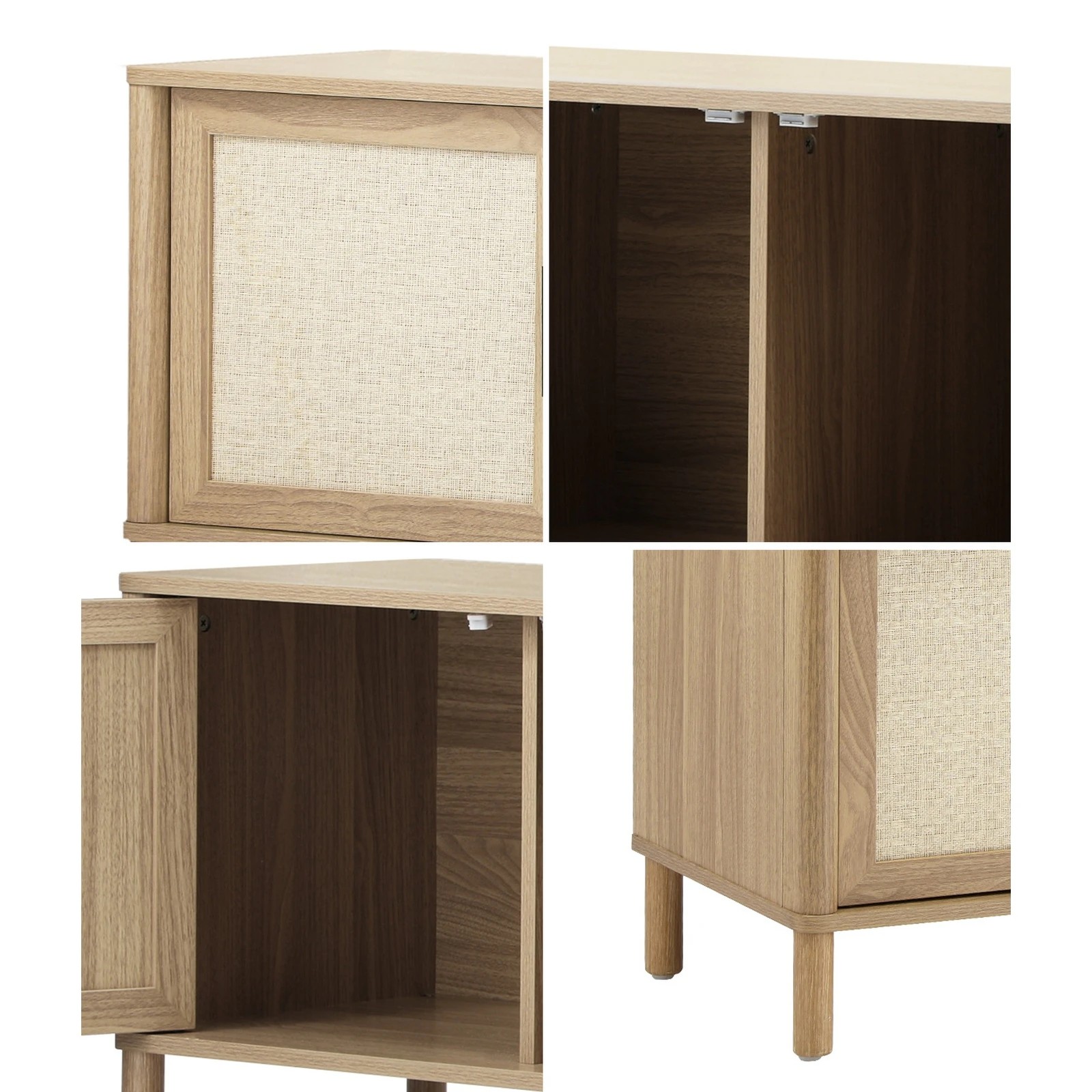 4 Oikiture Tv Cabinet Entertainment Unit Rattan Door 160cm
 - Natural, 4 of 8