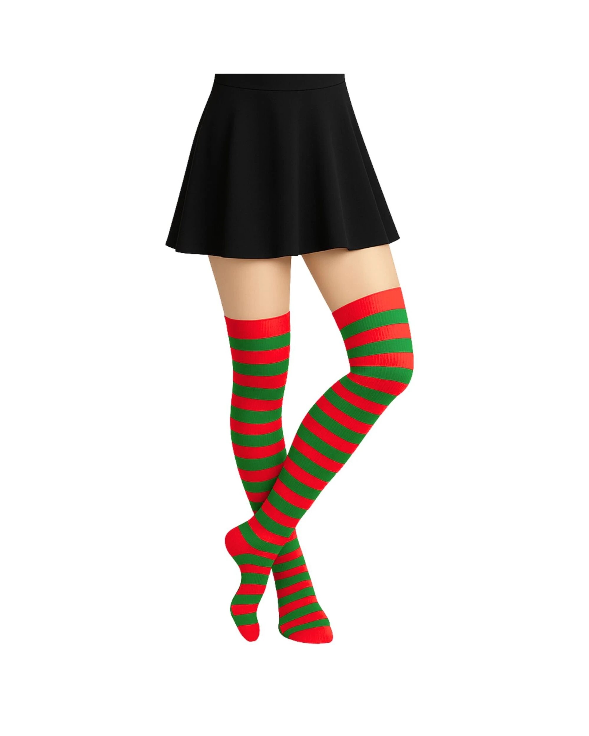 1 JD Party Over The Knee Red & Striped Stockings 1 Pair - One Size - Green, 1 of 1