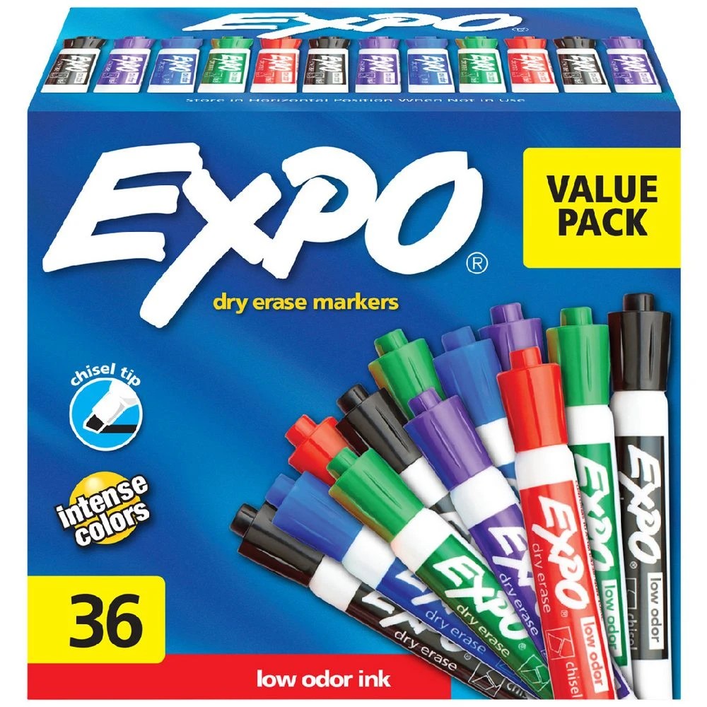 1 Expo Whiteboard Markers Chisel Assorted 36 Pack, 1 of 6