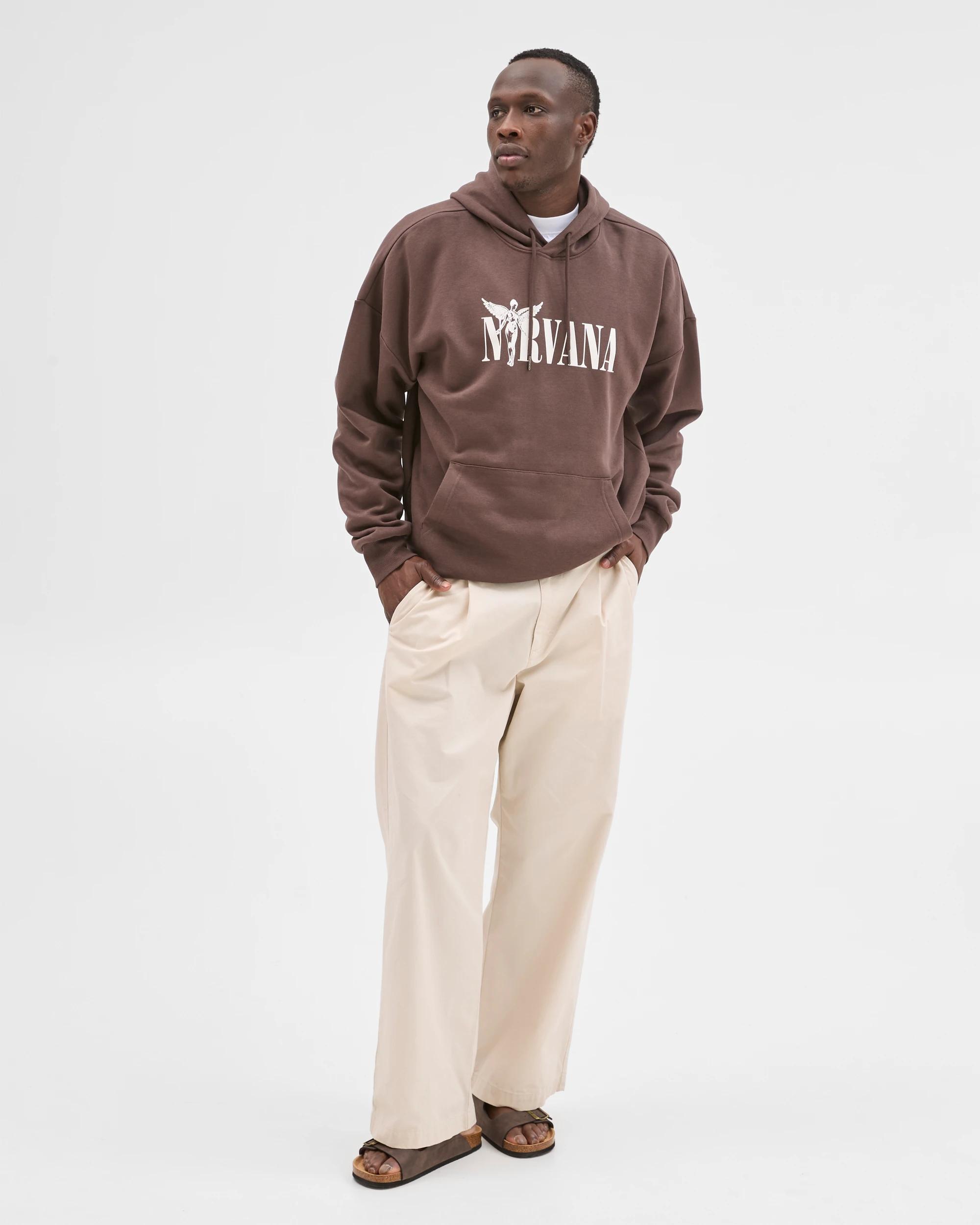 2 Nirvana Logo Australian Cotton Blend Graphic Hoodie CHOCOLATE, 2 of 6