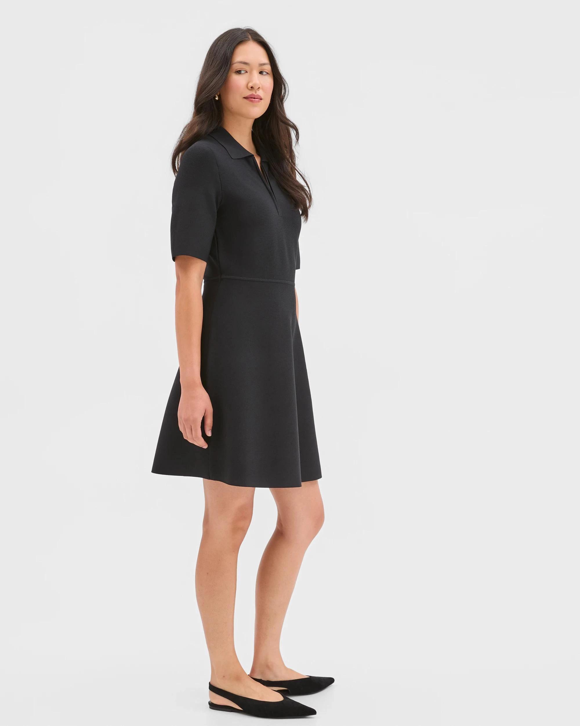 5 Preview Short Sleeve Crepe Knit Mini Dress BLACK, 5 of 6