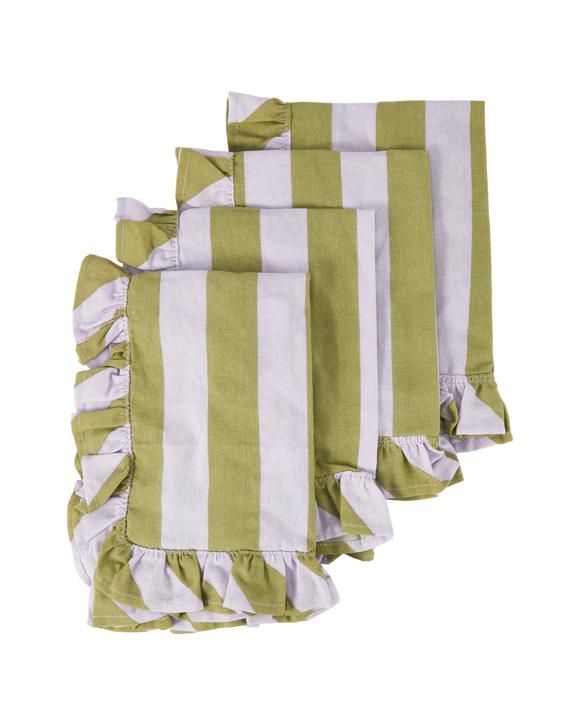 4 Pack Stripe Ruffle Napkins