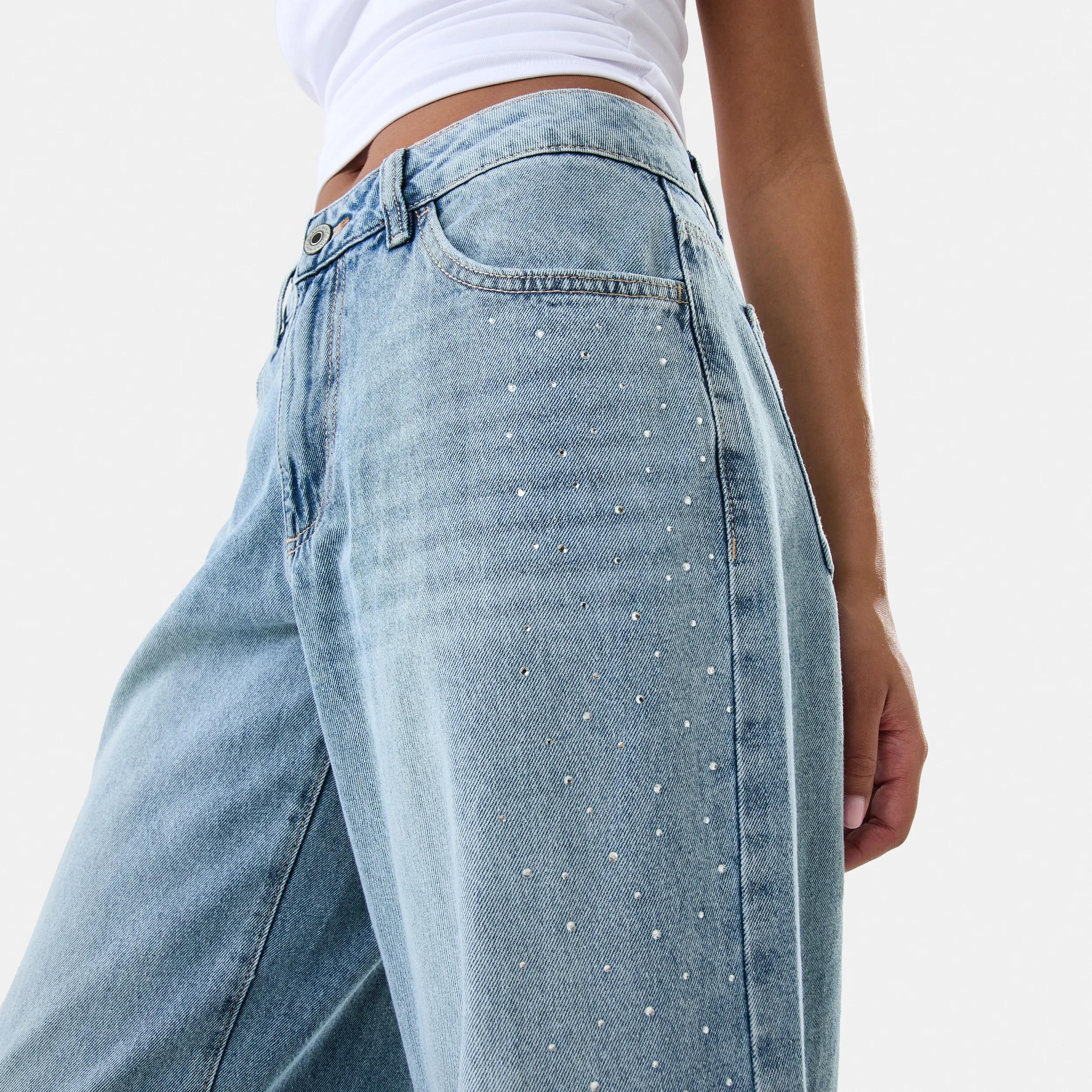 7 Low Rise Embellished Baggy Jeans Light Wash, 7 of 7