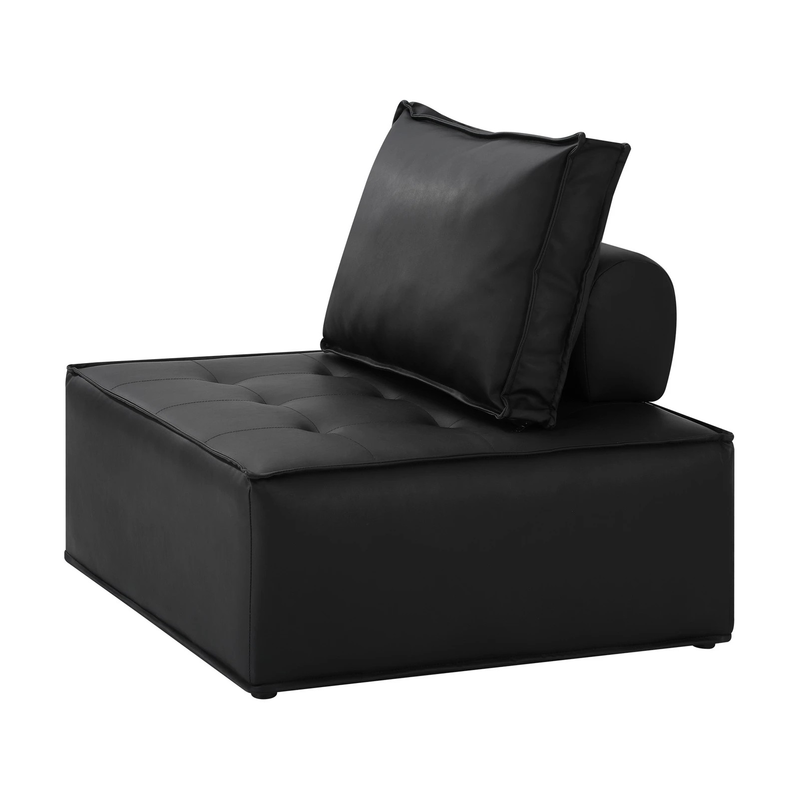 10 Oikiture 2pc Modular Sofa Lounge Chair Armless Tofu Back Pu Leather
 - Black, 10 of 10