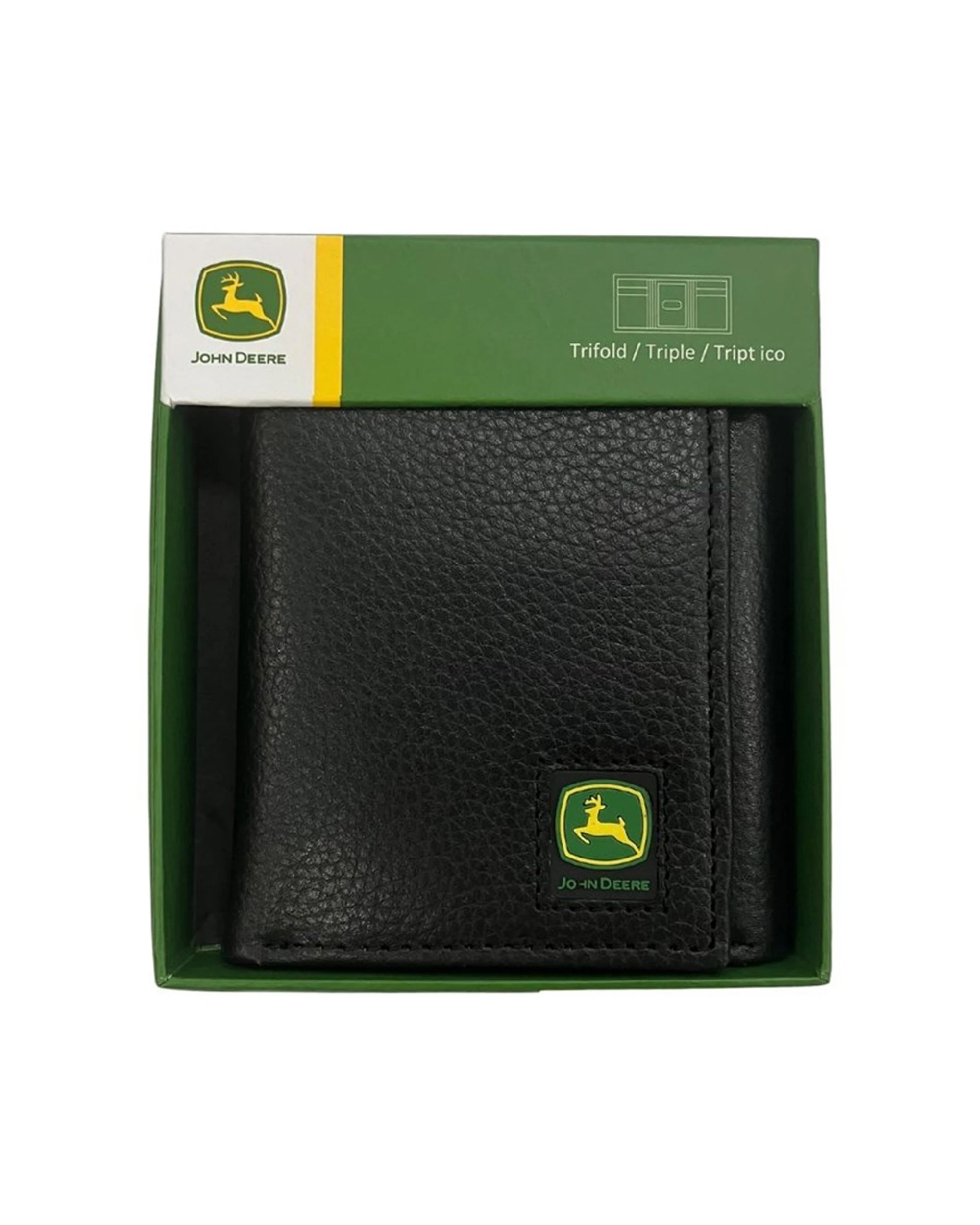 2 John Deere Tri-Fold Wallet Pebble Grain Leather 11 Card Slots ID Window - Multi, 2 of 2