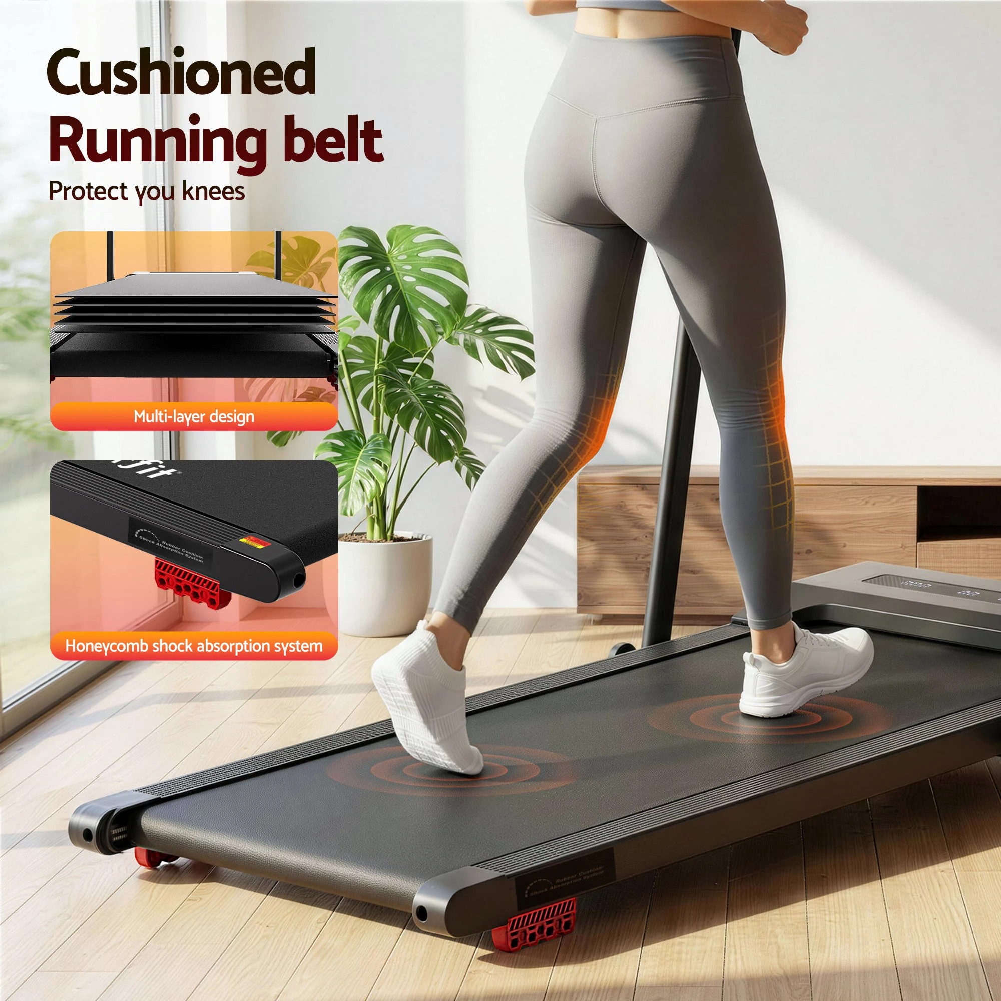 9 Everfit Treadmill Electric Walking Pad Incline Under Desk 380mm - Black, 9 of 10