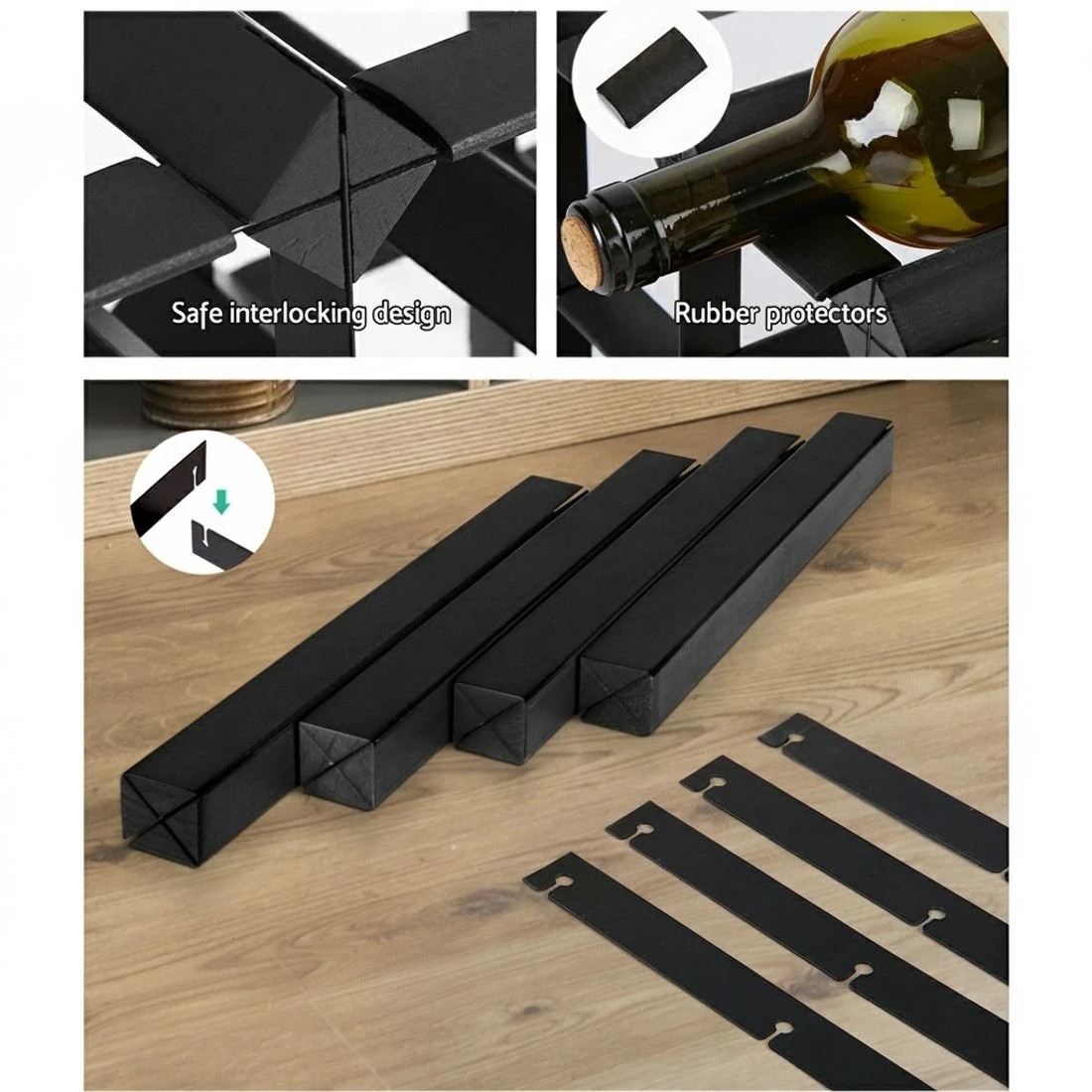 5 Artiss Wine Rack 12 Bottle - Black, 5 of 5