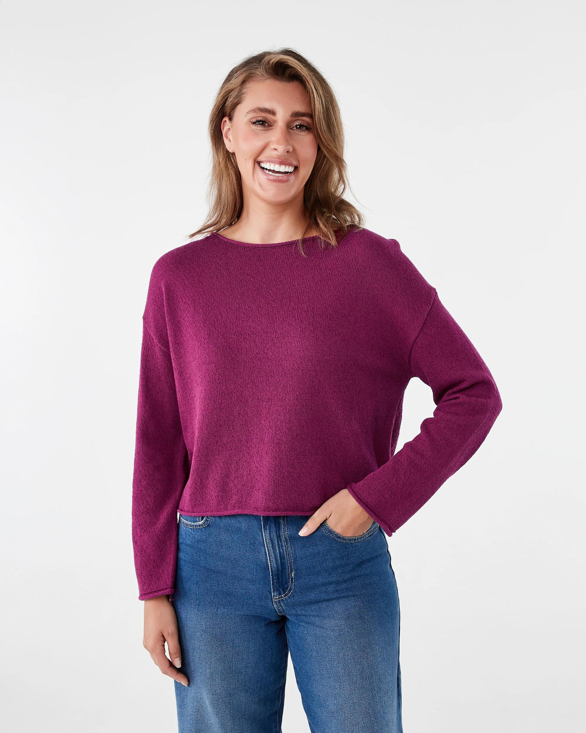 1 Boatneck Pullover Fuscia, 1 of 6