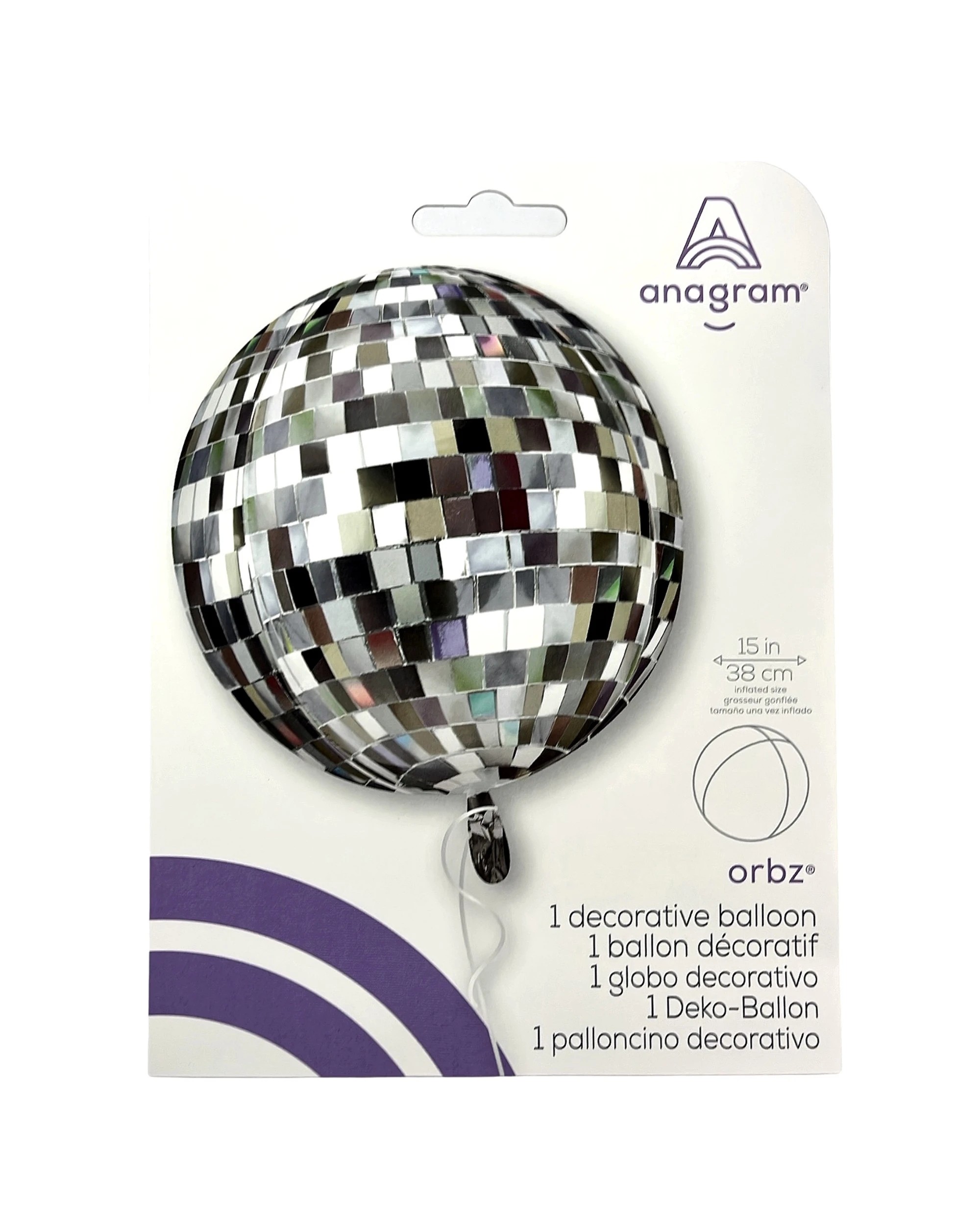 2 Anagram Orbz Silver Disco Ball Helium Balloon - Silver, 2 of 3