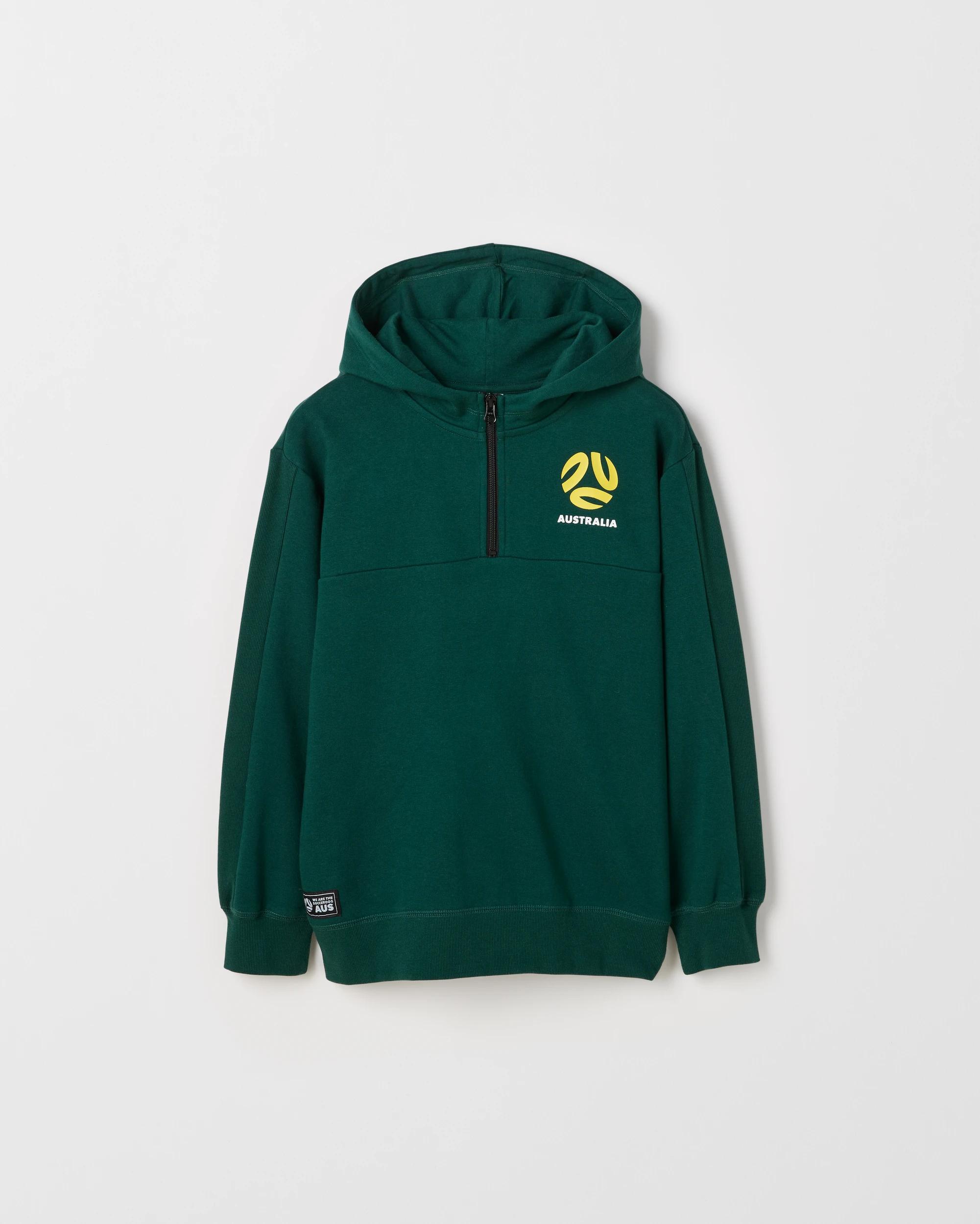 1 Socceroos World Cup Australian Cotton Blend Popover Hoodie GREEN, 1 of 1