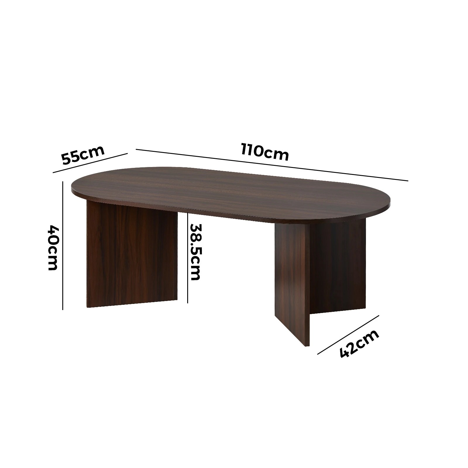 10 Oikiture Coffee Table Sofa End Table Oval Side Cafe Desk Timber
 - Brown, 10 of 10