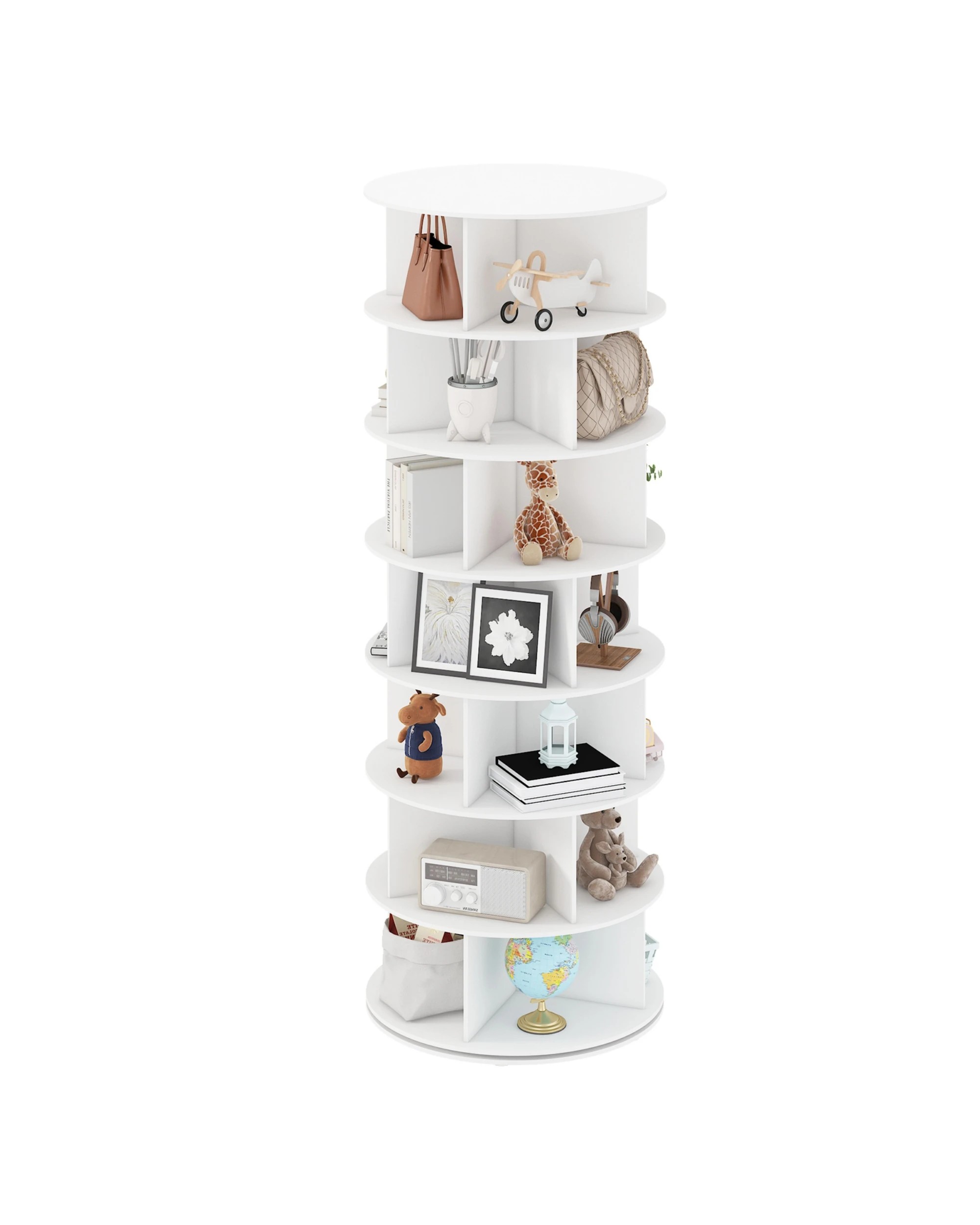4 Advwin 7 Tier Rotating Shoe Rack Tower Revolving 360 Shoe Storage Bag Display Stand Handbag Organizer, 4 of 10
