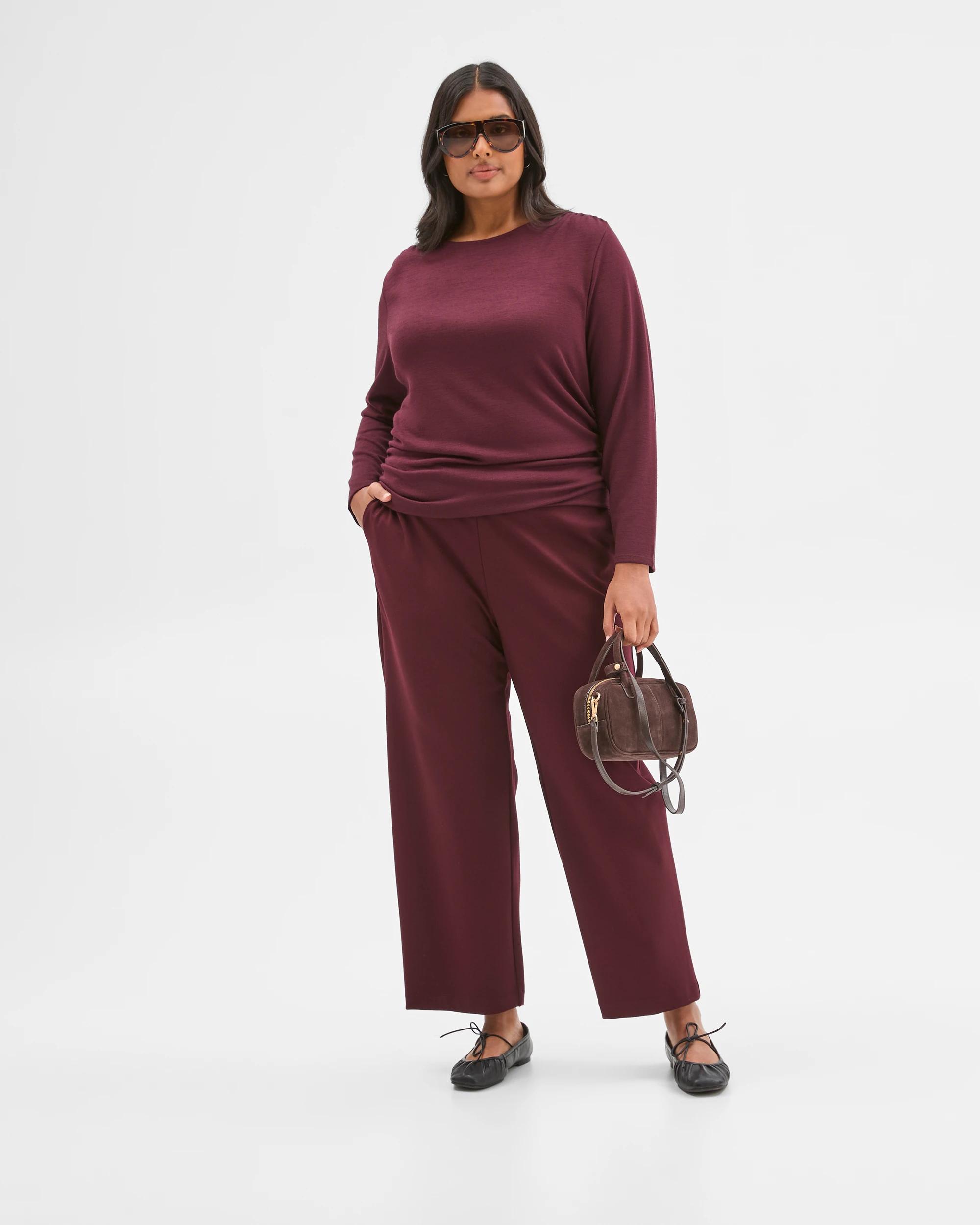 3 Target Curve Plus Size Long Sleeve Drape Knit Top PINOT, 3 of 7