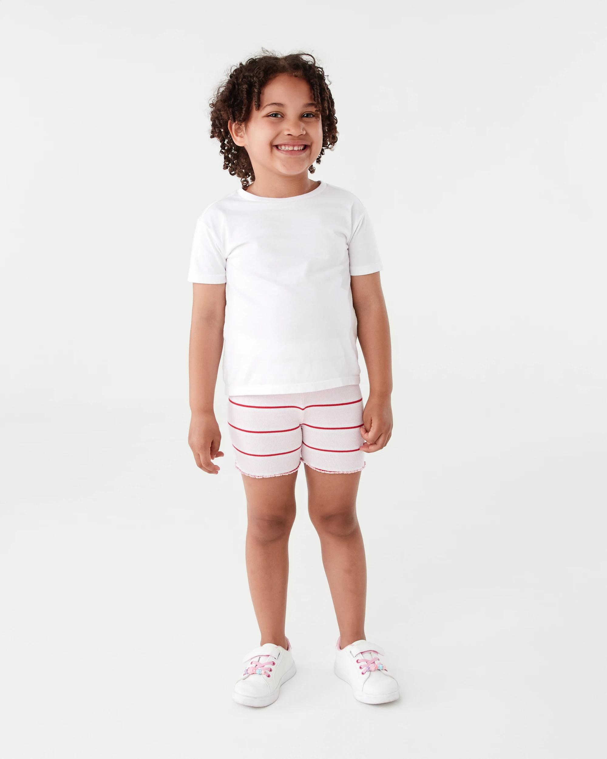 5 Printed Rib Bike Shorts Pnk Stripe, 5 of 9