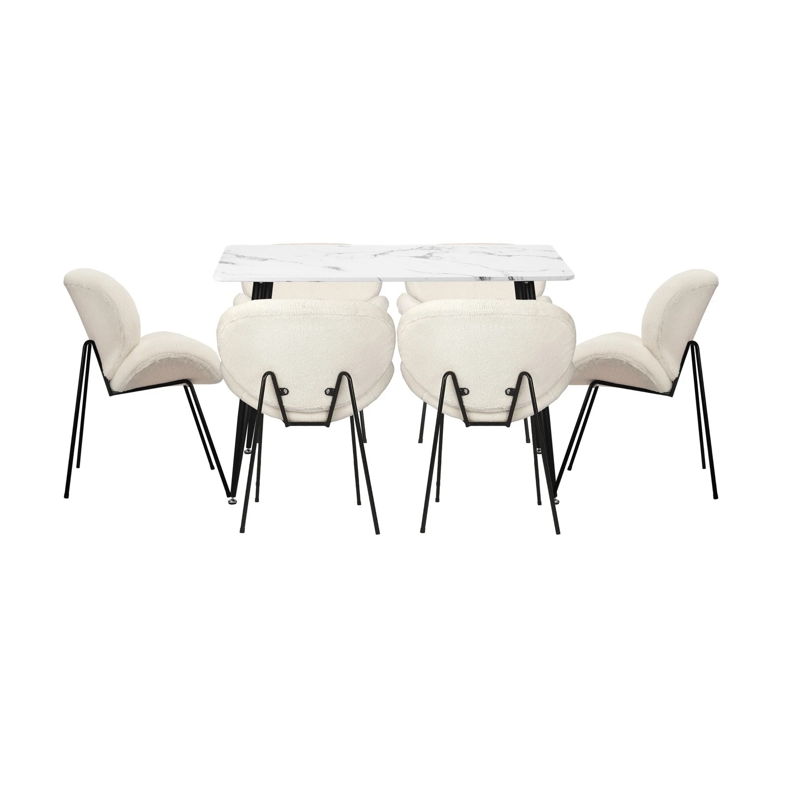 7 Oikiture 120cm Rectangle Dining Table with 6PCS Dining Chairs Sherpa - Multi, 7 of 9