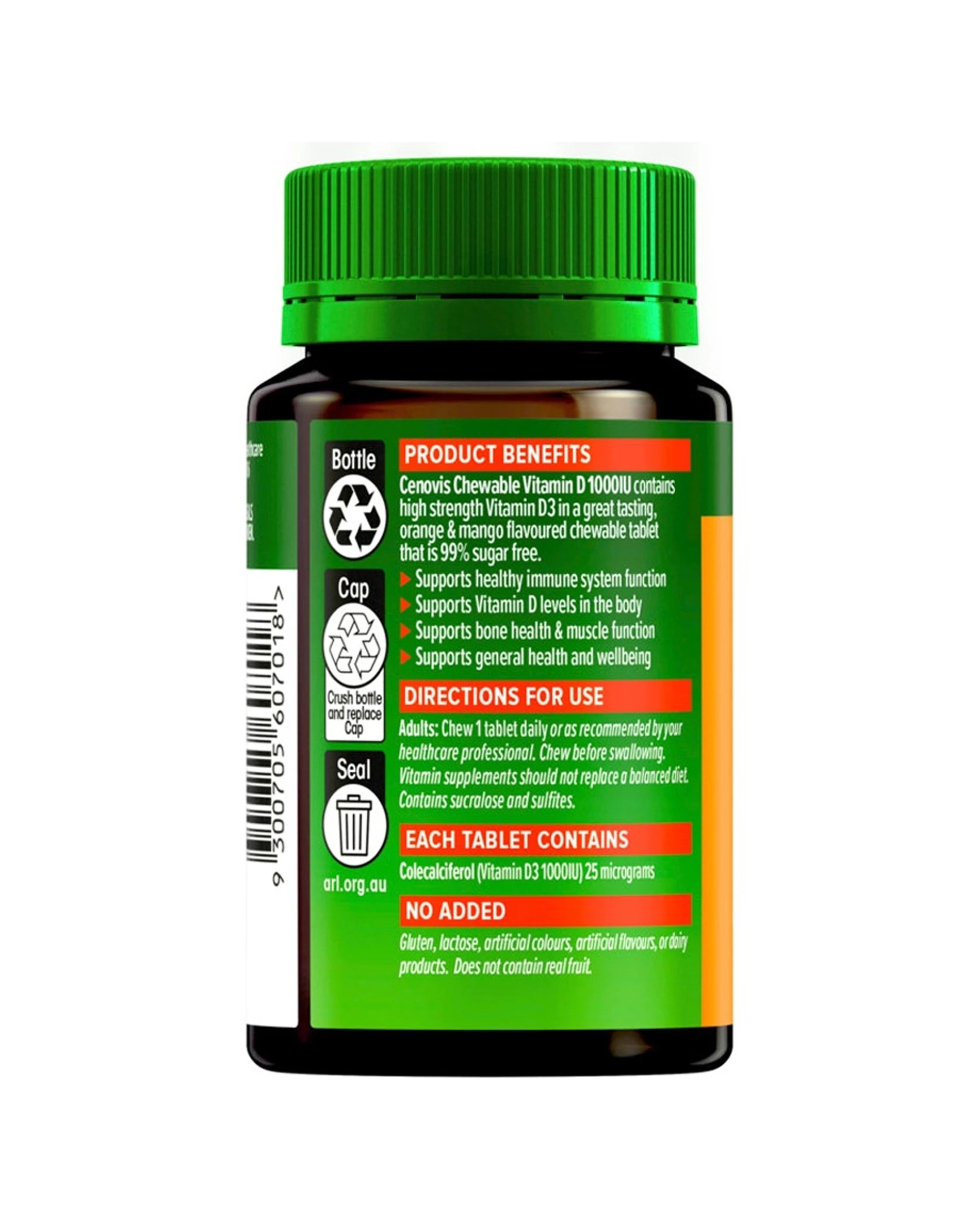 3 Cenovis 90pc Chewable Vitamin D 1000IU Tablets Mango Flavour, 3 of 7