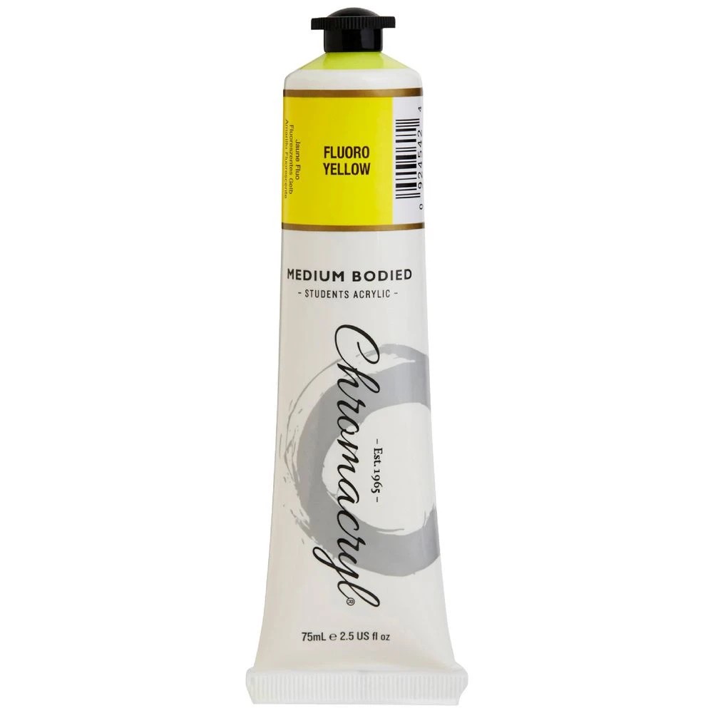 1 Chromacryl Student Acrylic Paint 75mL Fluoro Yellow, 1 of 1