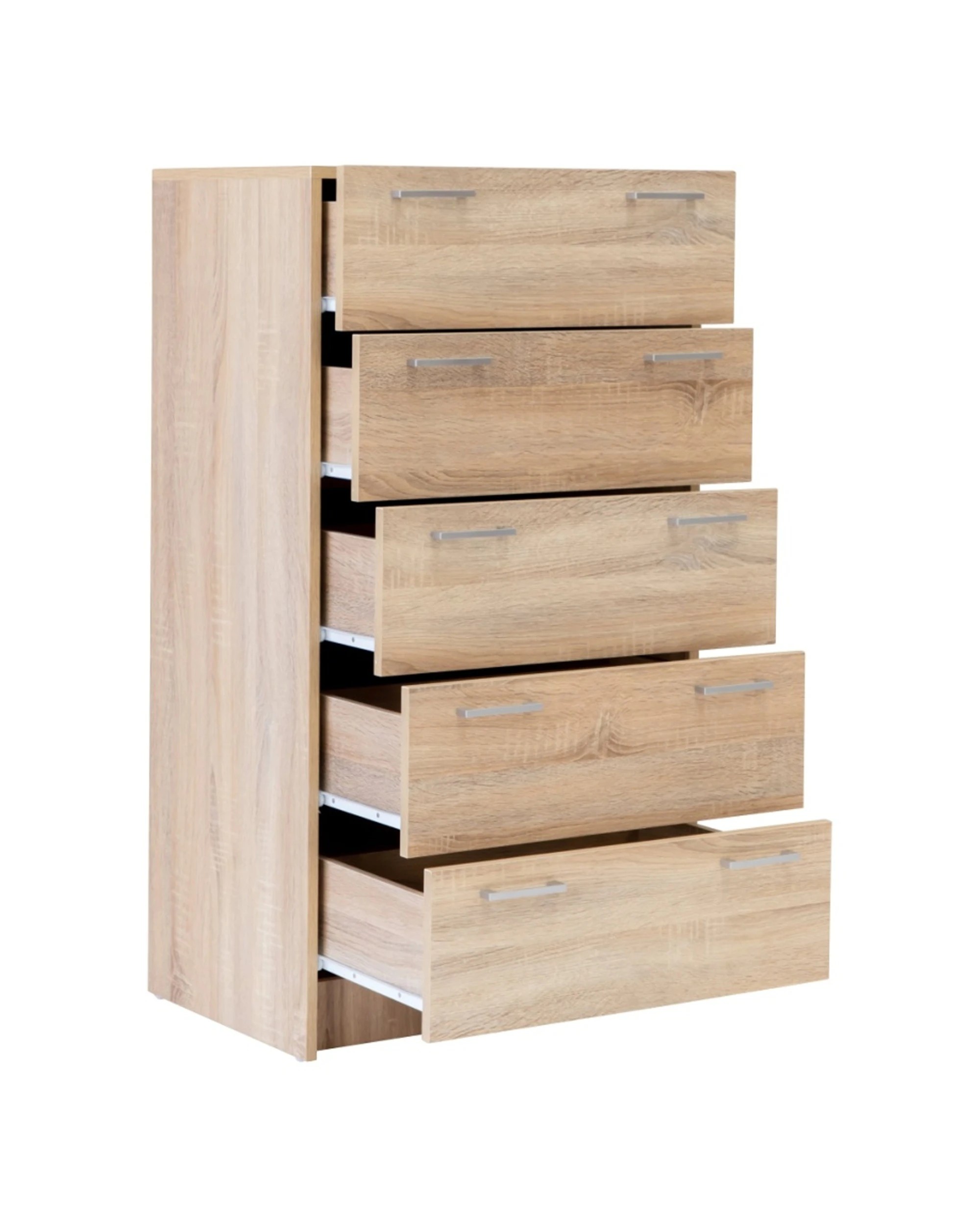 4 Alpine Bay Tribecca 5 Drawer Chest Metal Handles Storage Modern Design Light Sonoma Oak - Brown, 4 of 8