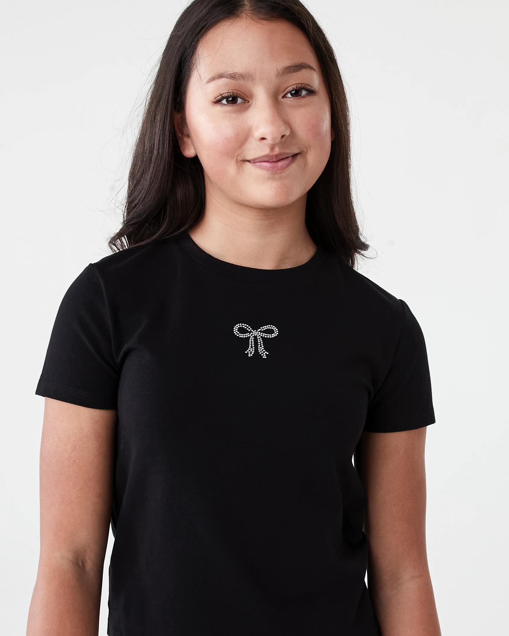 3 Short Sleeve Embellished Baby T-shirt Blk Bow, 3 of 7