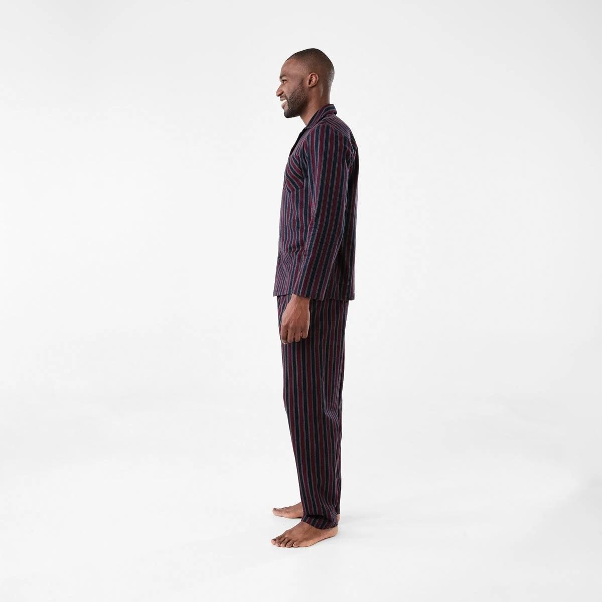 2 Printed Flannel Pyjama Set Ivy Stripe, 2 of 8