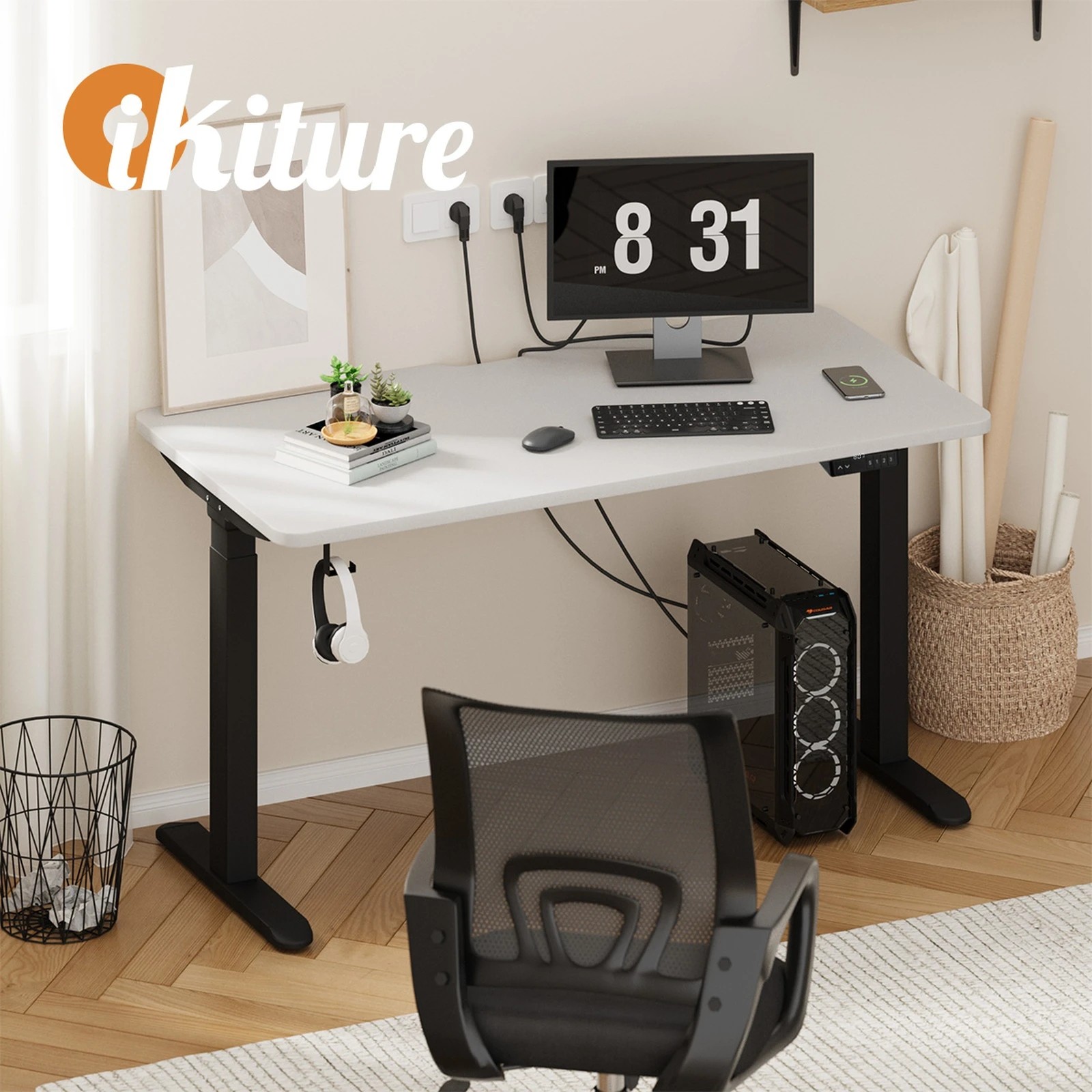 3 Oikiture Electric Standing Desk With Wireless Charging Dual Motor 140cm
 - Multi, 3 of 4