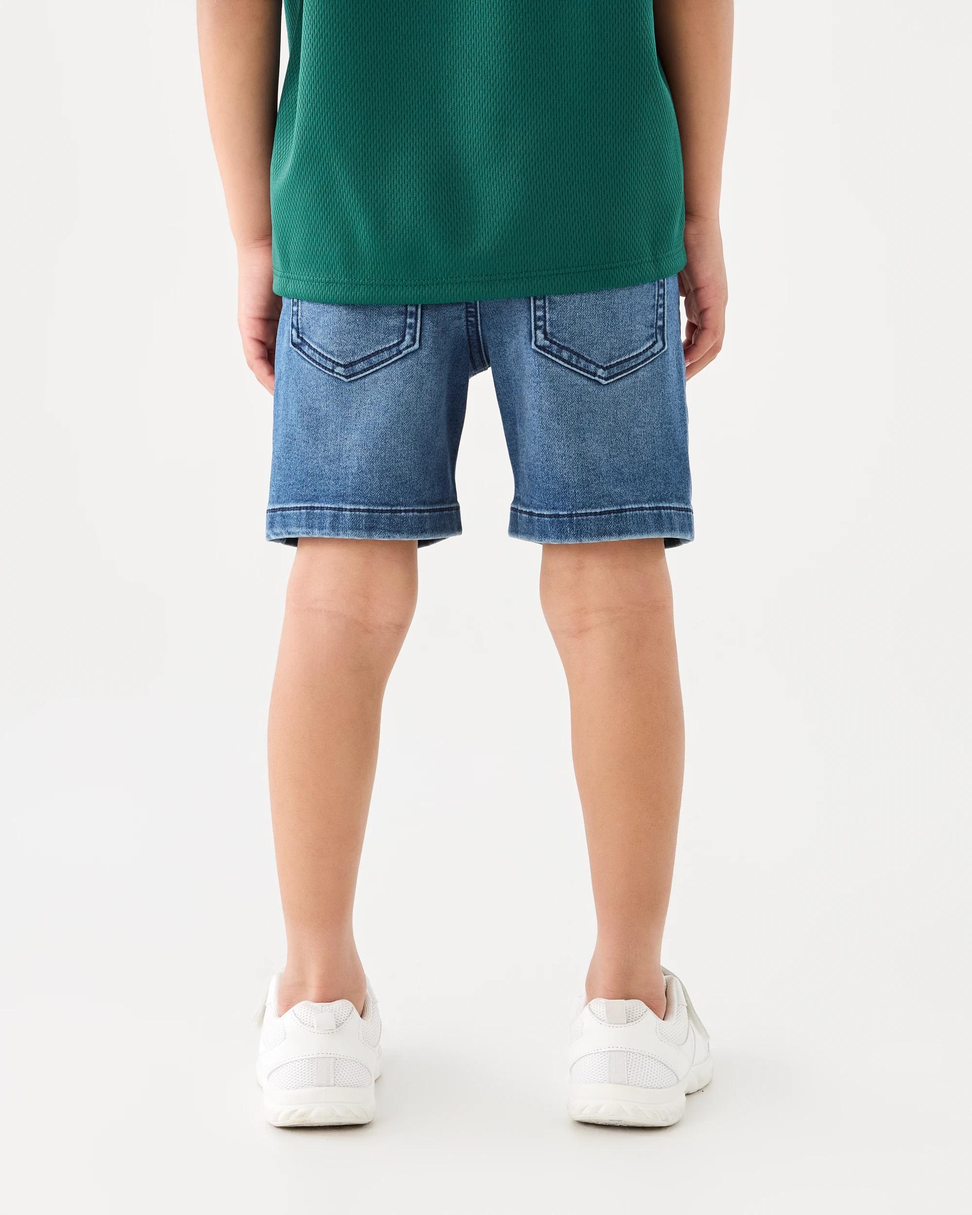 2 Knit Denim Shorts Mid Denim, 2 of 6