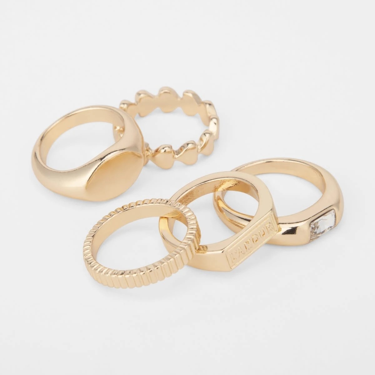 2 5 Pack Signet Love Rings - Gold Tone, 2 of 4