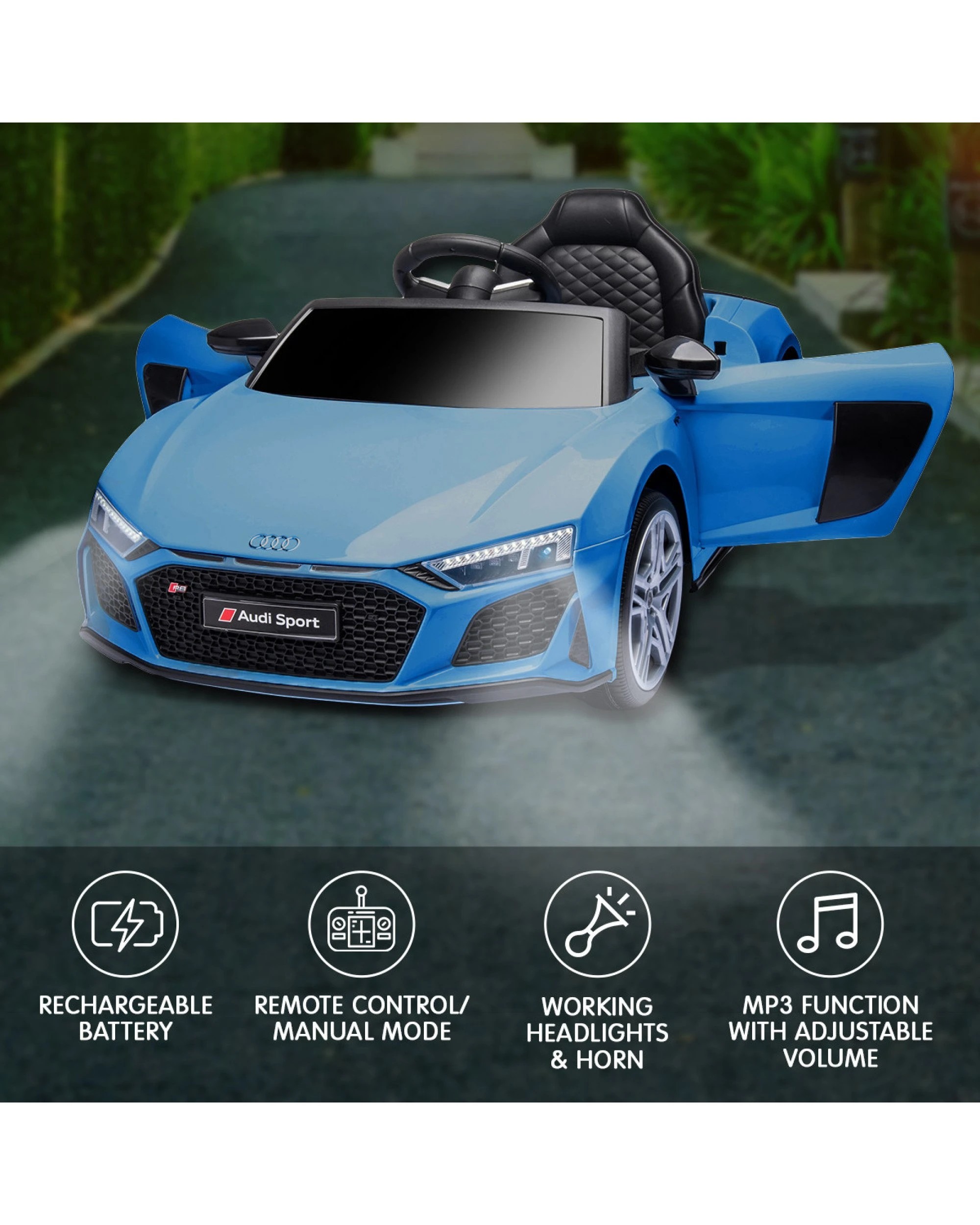 8 Kahuna Audi Sport Licensed Kids Electric Ride On Car Remote Control Blue, 8 of 10