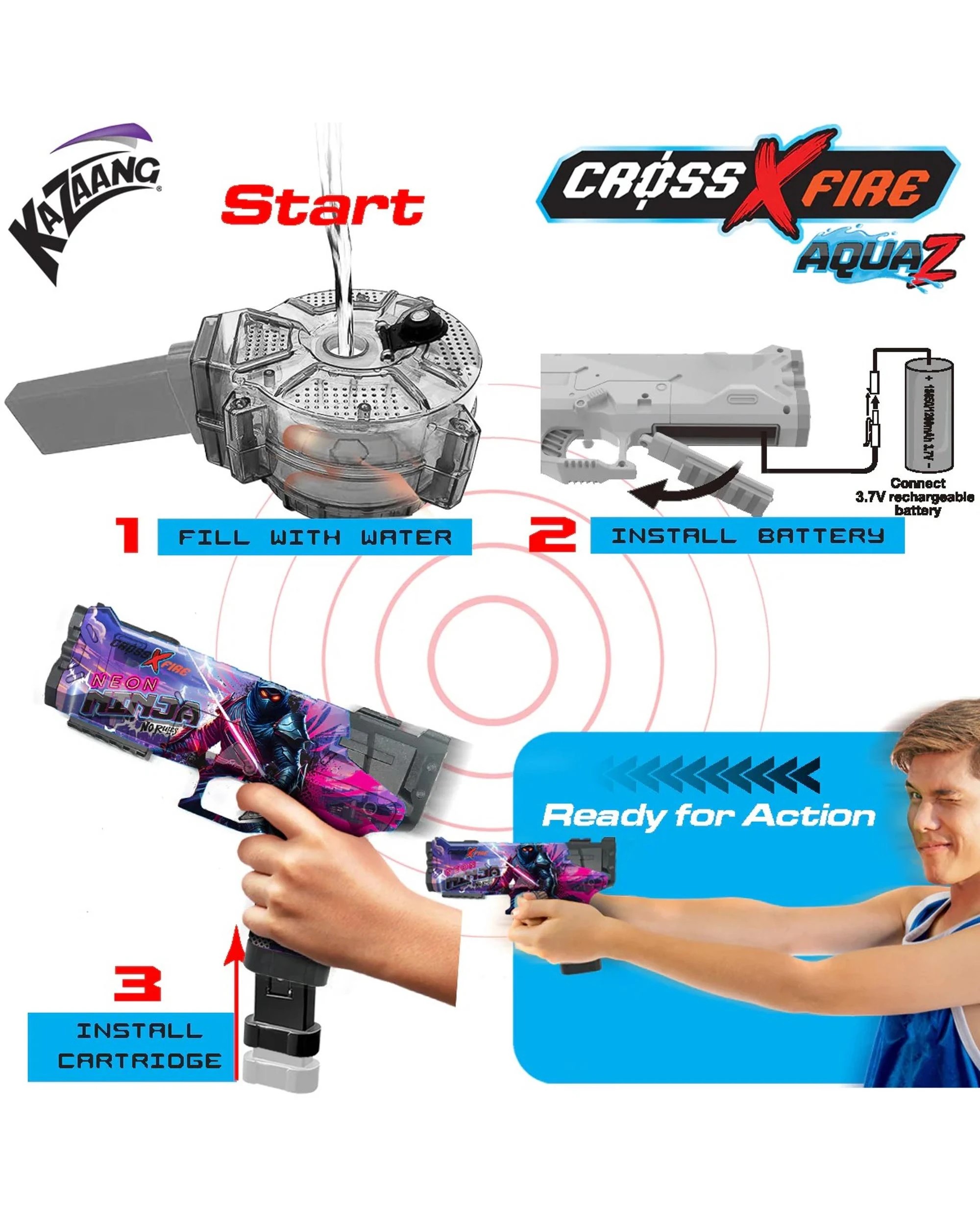 6 CrossXFire AquaZ Neon Ninjas Electric Water Gun, 6 of 6