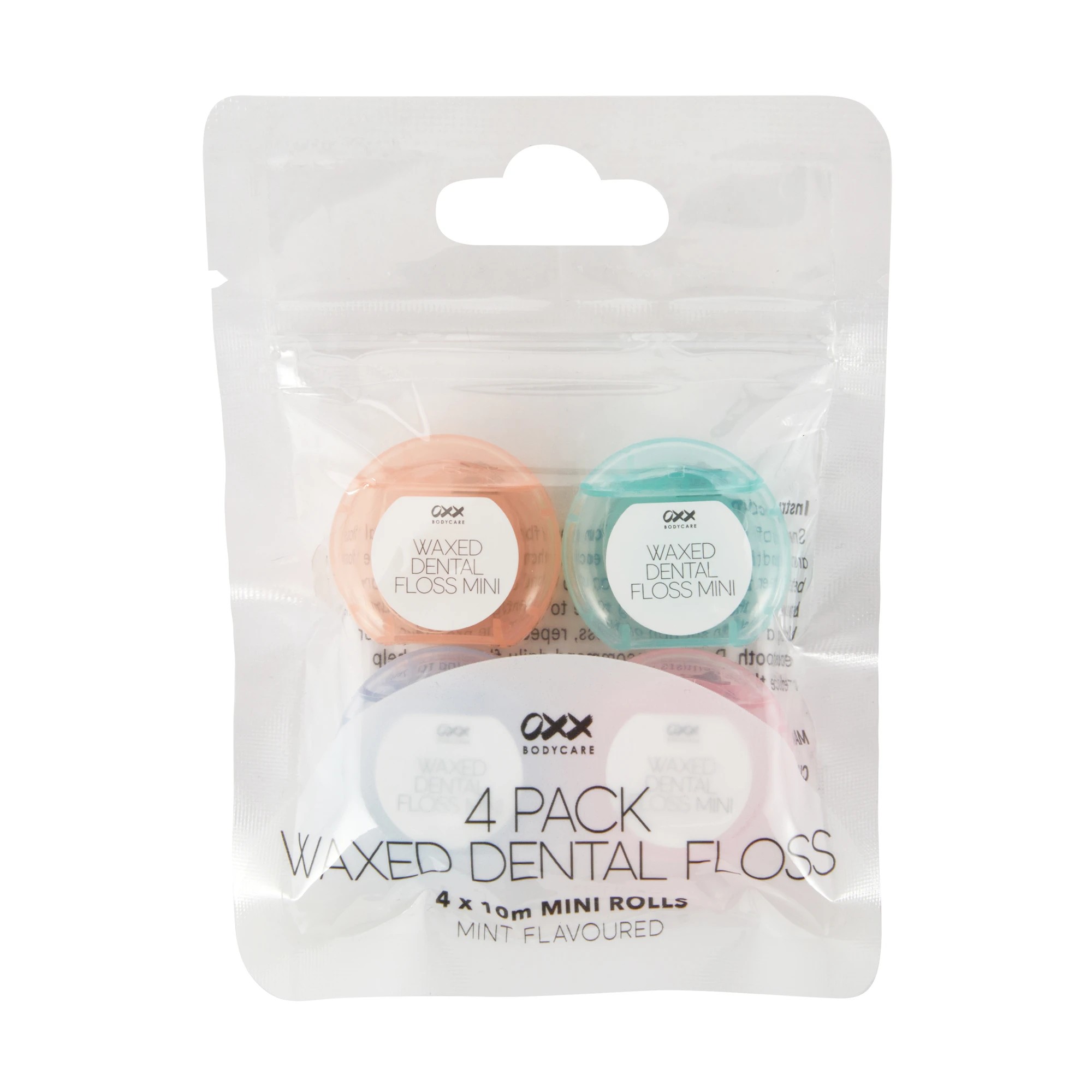 1 OXX Bodycare 4 Pack Waxed Dental Floss - Mint Flavoured, 1 of 5