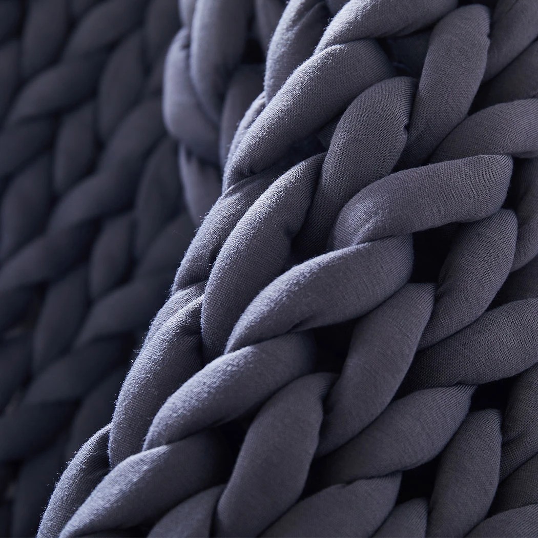 6 Dreamz 9Kg Knitted Weighted Blanket - Queen Bed - Grey, 6 of 9