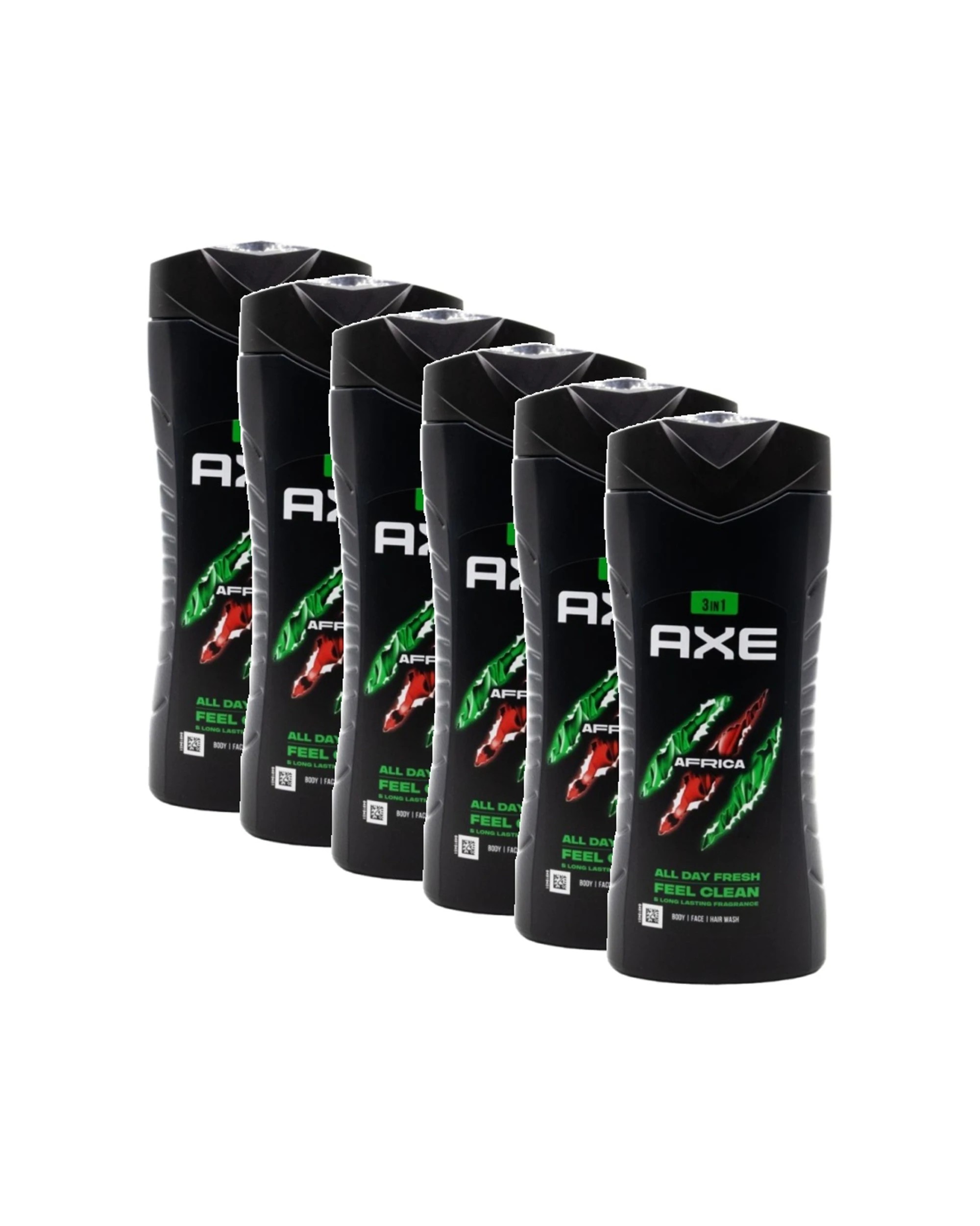 1 Axe 6PK 3 In 1 Wash Body Face Hair Africa Fresh Clean Fragrance 400mL - Black, 1 of 3