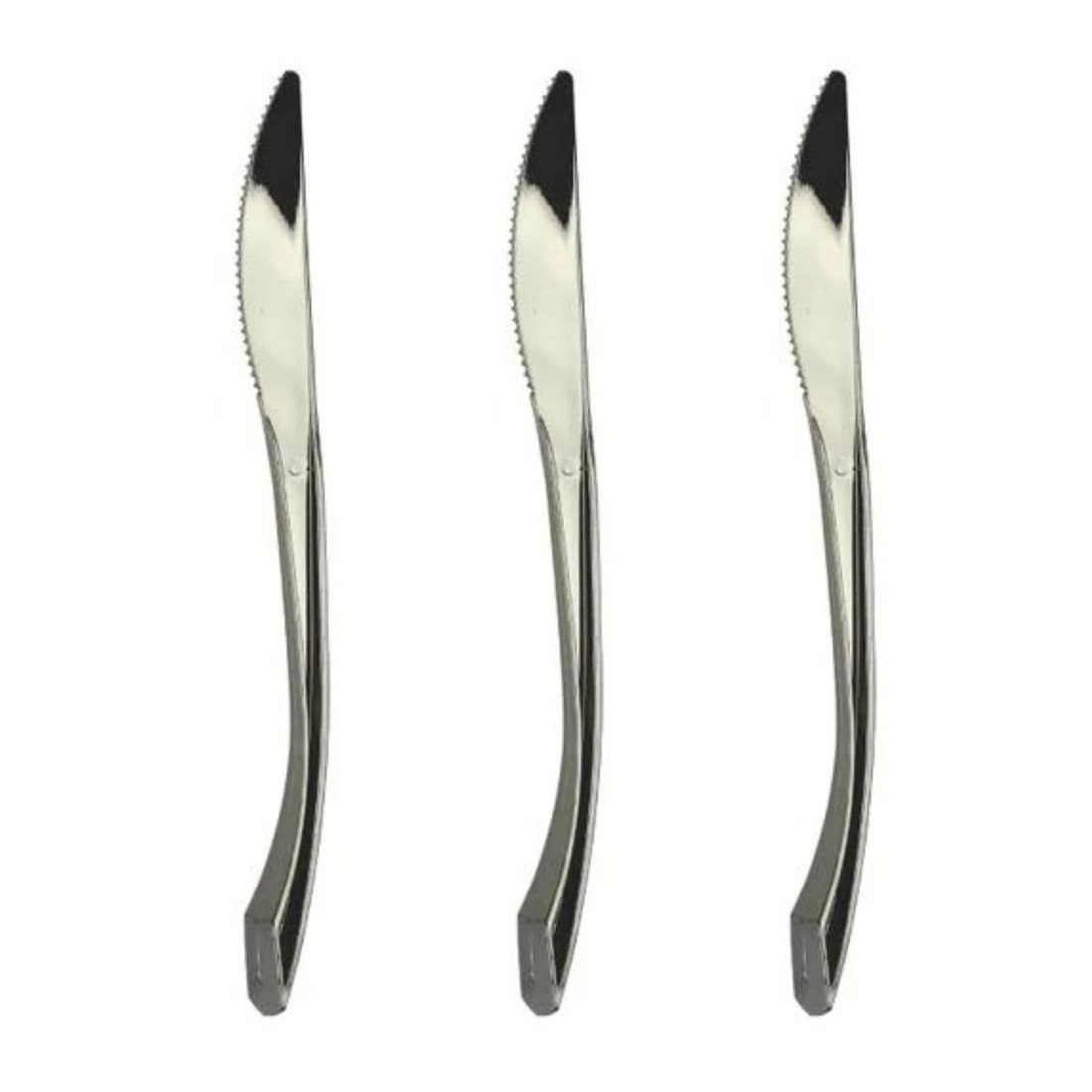 1 Partyware Stainless Steel Look Flair Reusable Plastic Knives (Pack of 50), 1 of 2