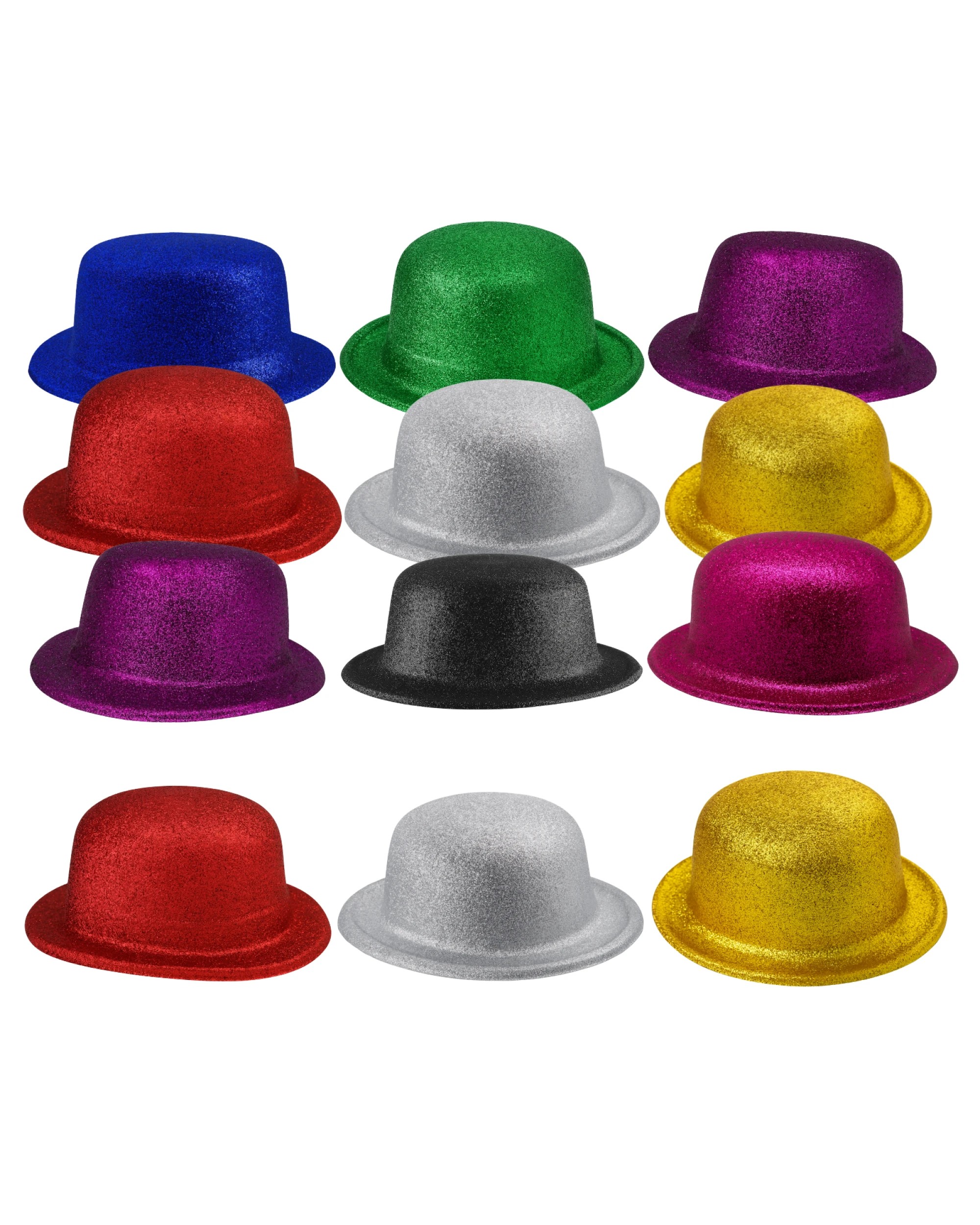 3 BR Costumes Glitter Bowler Hat Party Costume Accessory - Bulk Pack of 12, 3 of 3