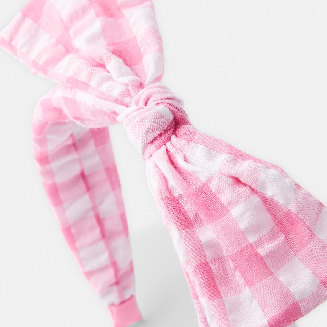 2 Gingham Bow Headband - Pink and White, 2 of 4