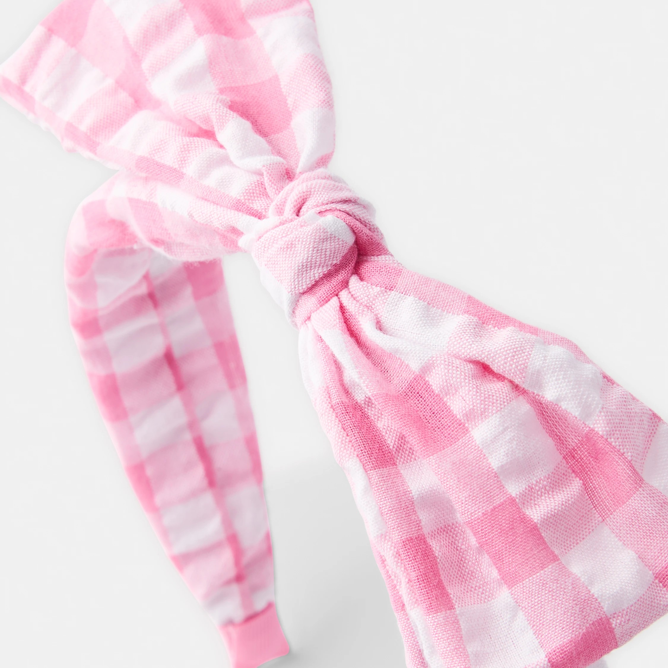 2 Gingham Bow Headband - Pink and White, 2 of 4